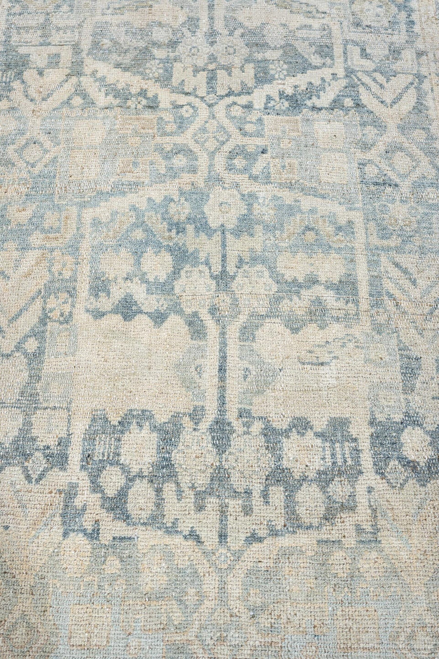 3' x 8' one-of-a-kind handmade antique Bidjar runner rug. Color palette: ivory, pale blue, taupe, blue gray, beige, sand
