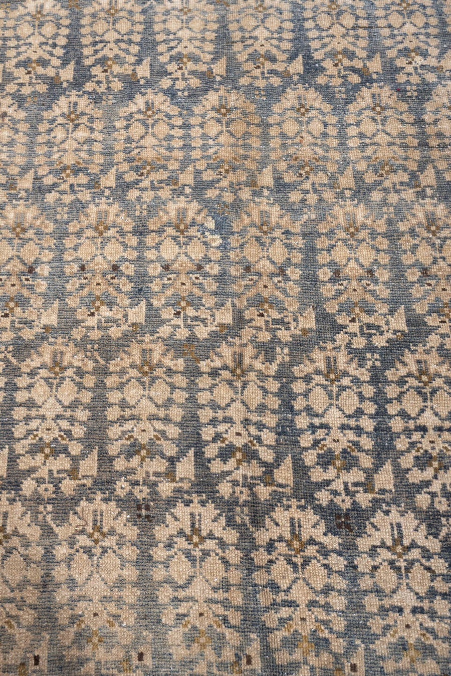 4' x 5' one-of-a-kind handmade antique Malayer small size rug. Color palette: blue gray, ivory, camel, taupe, charcoal