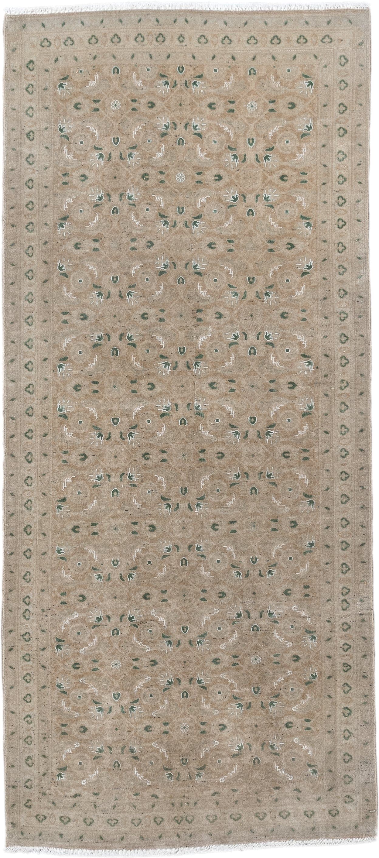 2' x 4' one-of-a-kind handmade antique Sivas small size rug. Color palette: taupe, sage, ivory, beige, gray, green