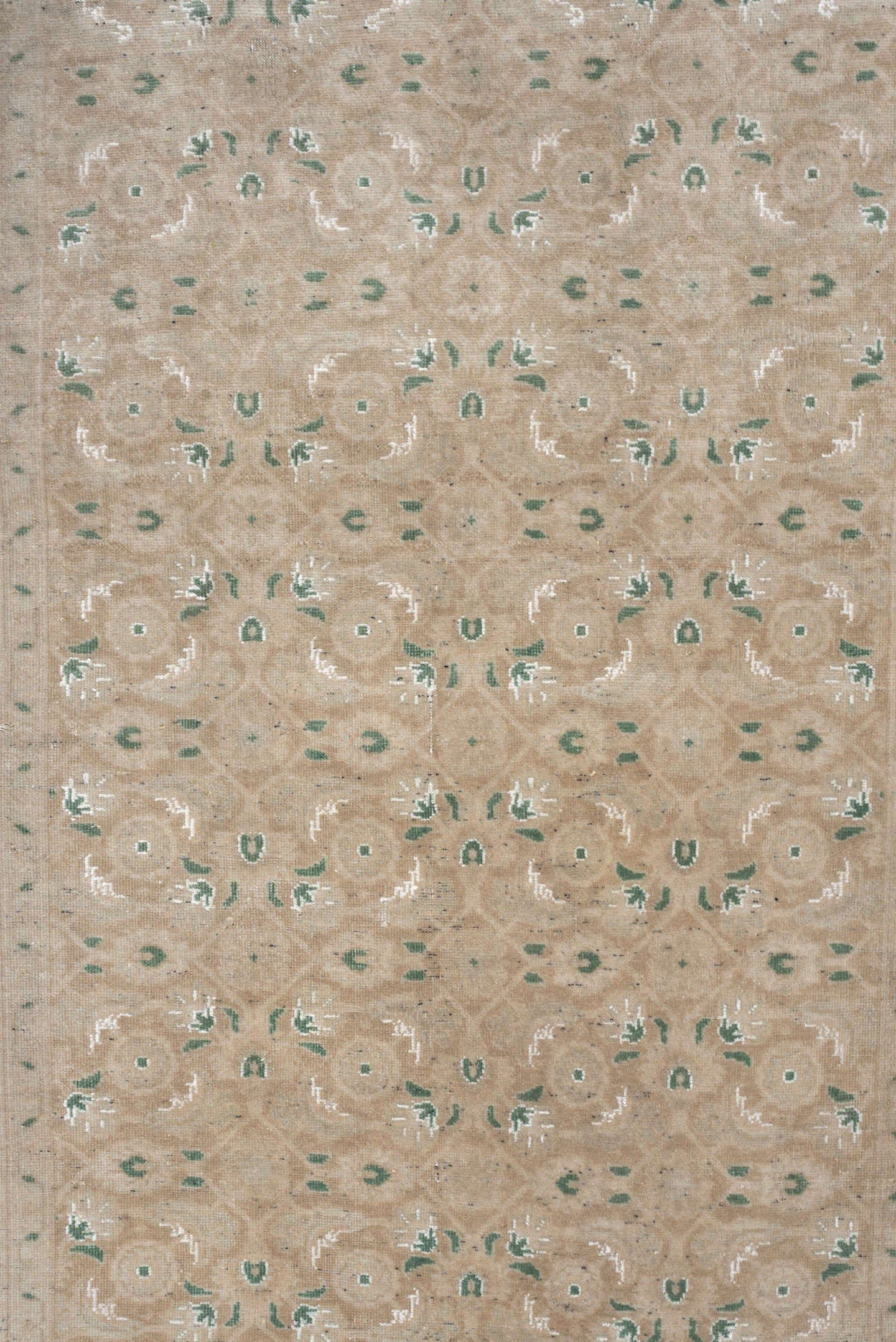 2' x 4' one-of-a-kind handmade antique Sivas small size rug. Color palette: taupe, sage, ivory, beige, gray, green