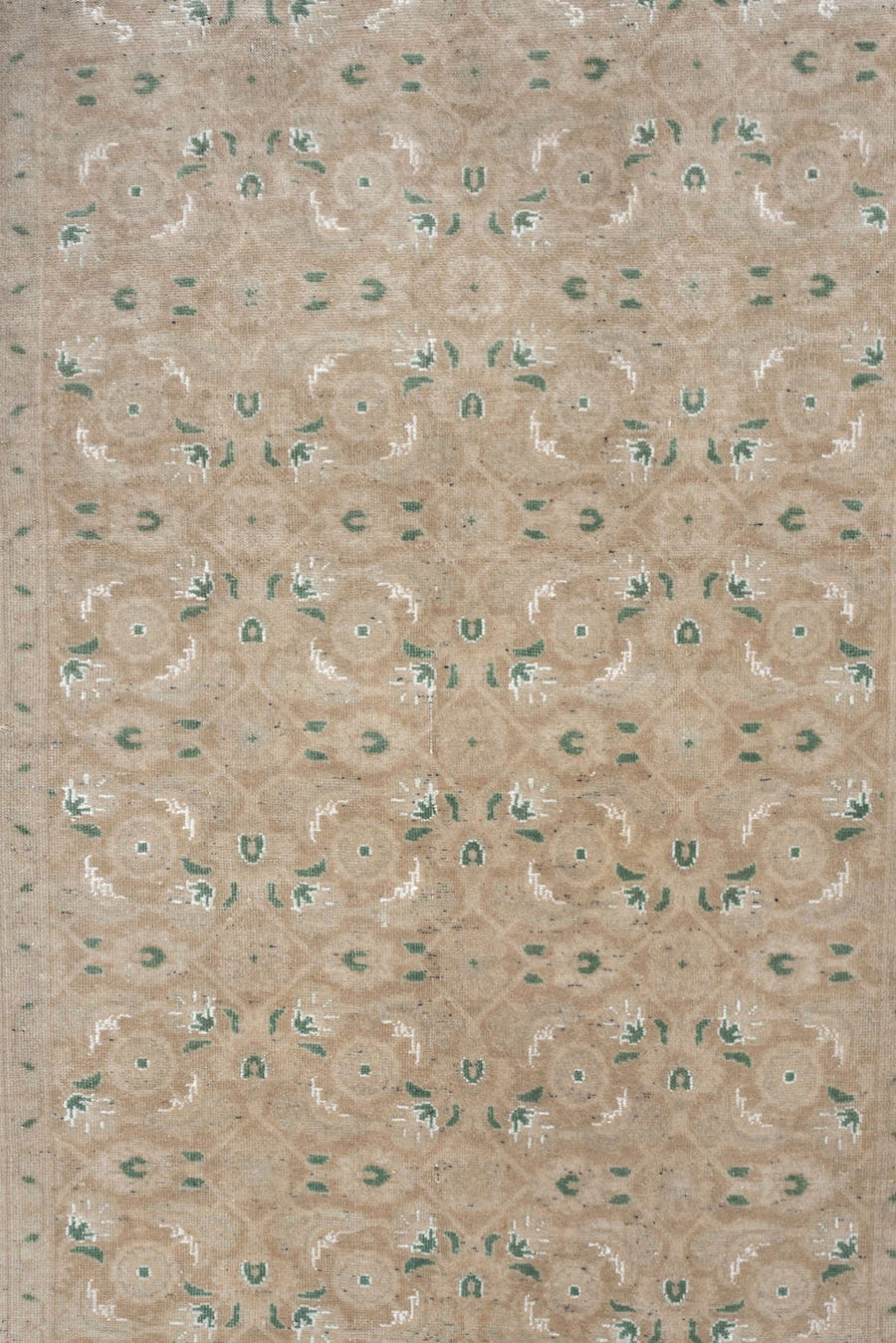 2' x 4' one-of-a-kind handmade antique Sivas small size rug. Color palette: taupe, sage, ivory, beige, gray, green