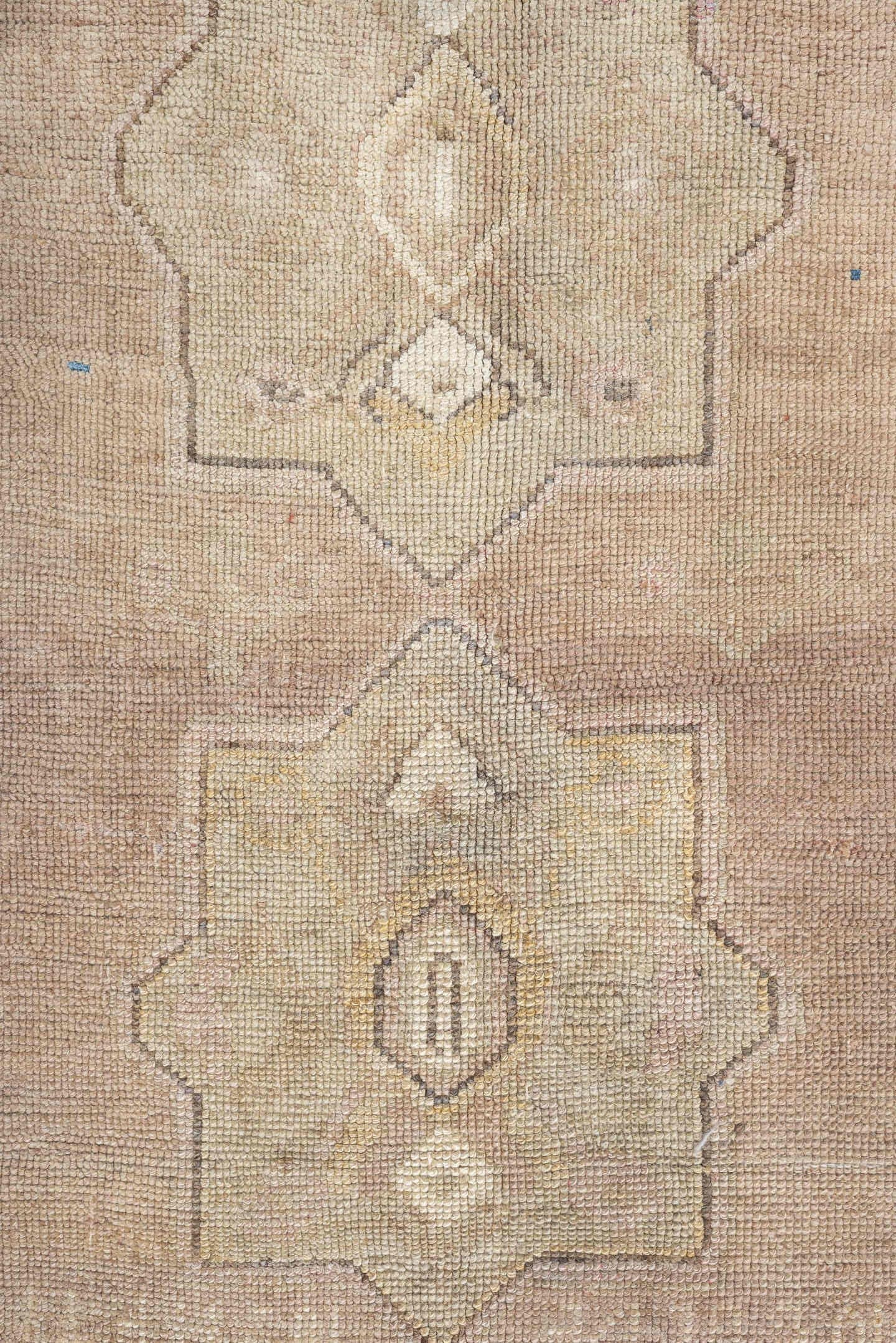 4' x 8' one-of-a-kind handmade antique Kars runner rug. Color palette: blush beige, taupe, ivory, sage, rose, brown, sand