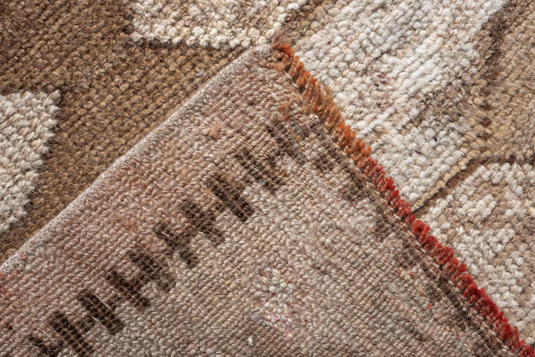 2' x 10' one-of-a-kind handmade antique Kars runner rug. Color palette: taupe, camel, brown, ivory, cream, beige, gray