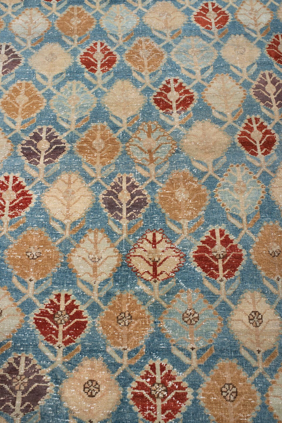 4' x 10' one-of-a-kind handmade antique Tabriz runner rug. Color palette: turquoise, ivory, camel, burgundy, charcoal, taupe