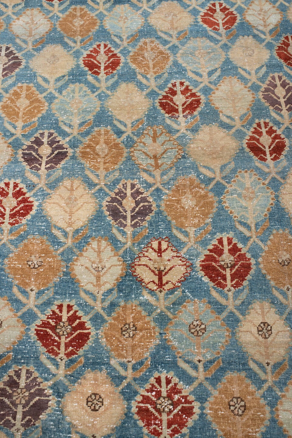 4' x 10' one-of-a-kind handmade antique Tabriz runner rug. Color palette: turquoise, ivory, camel, burgundy, charcoal, taupe
