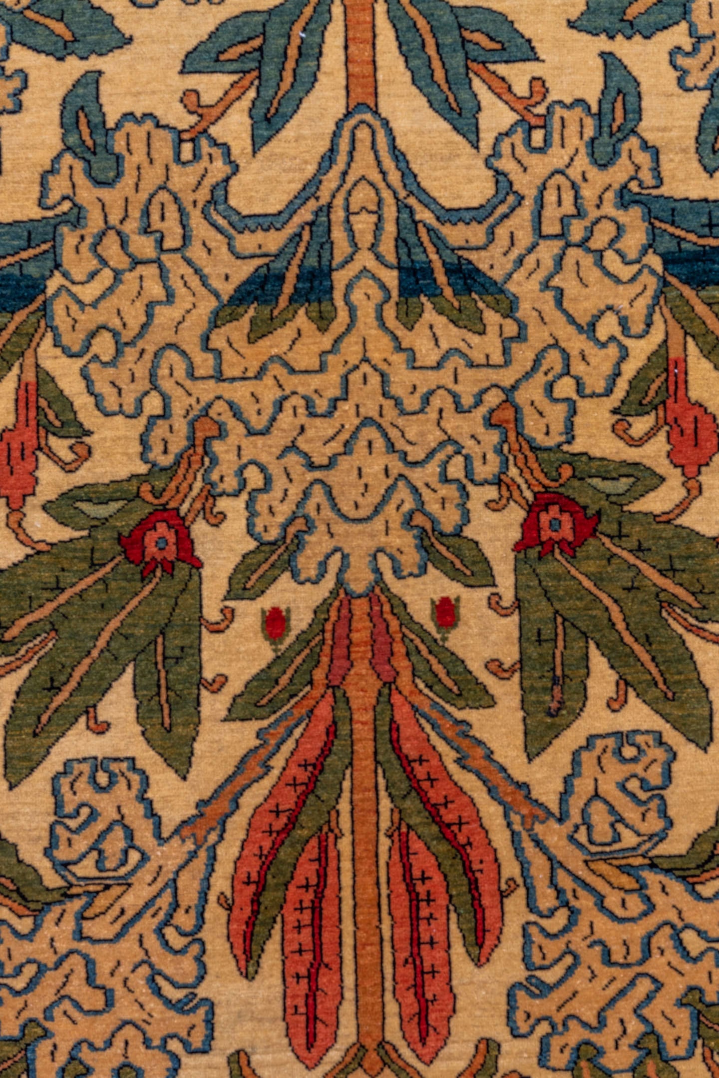 4' x 6' one-of-a-kind handmade vintage Farahan rug. Color palette: ivory, navy, red, camel, sky_blue, sage, rose, coral