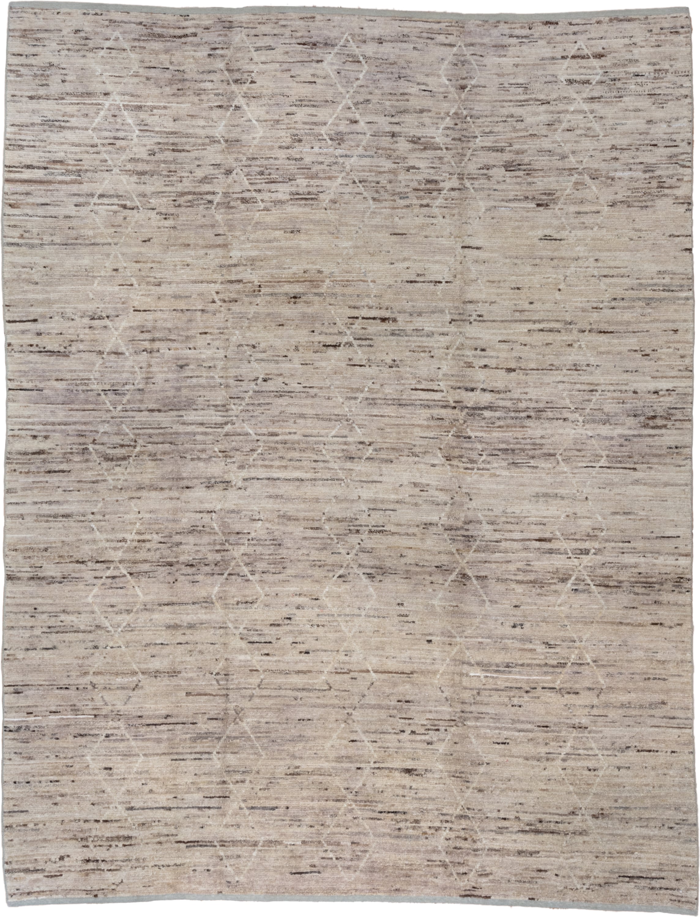 7' x 9' one-of-a-kind handmade vintage Tulu rug. Color palette: ivory, taupe, beige, brown, cream, gray