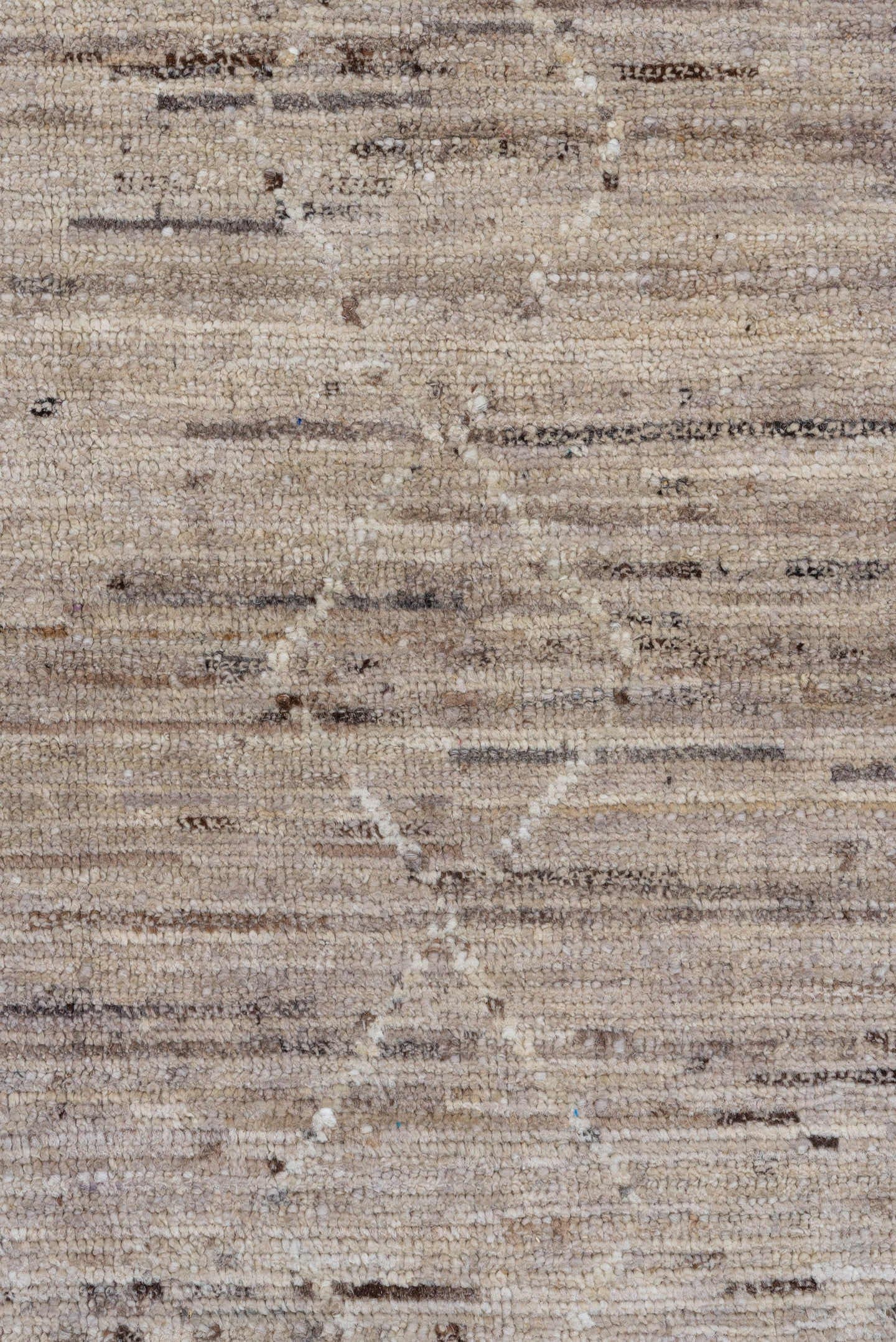 7' x 9' one-of-a-kind handmade vintage Tulu rug. Color palette: ivory, taupe, beige, brown, cream, gray