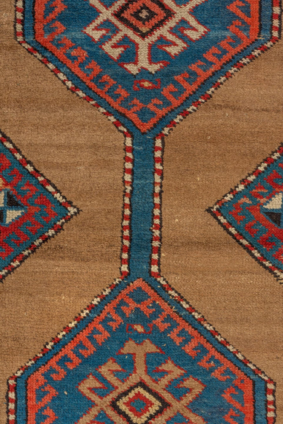2' x 8' one-of-a-kind handmade vintage Cam Hamadan runner rug. Color palette: camel, turquoise, rust, ivory, brown, navy