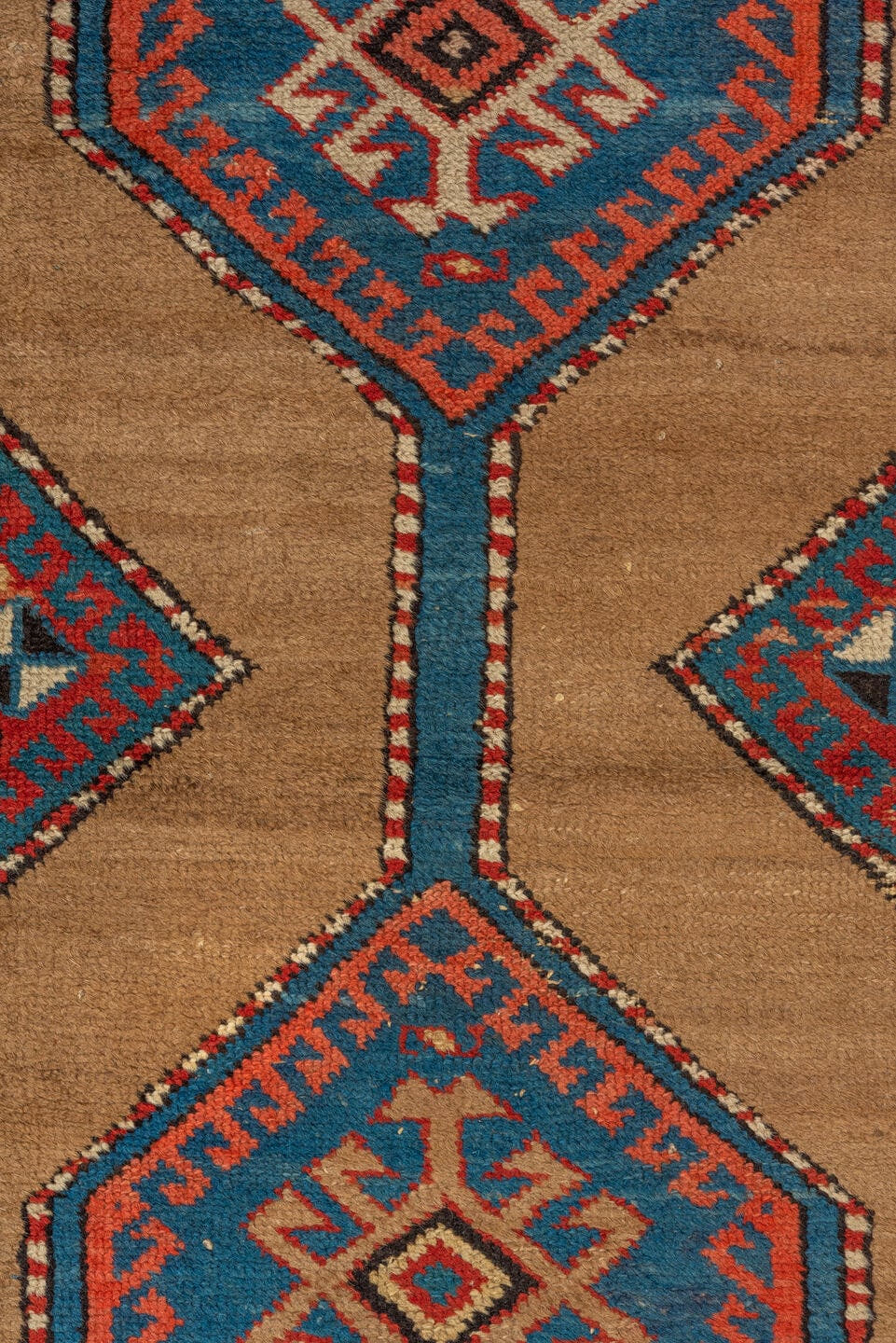 2' x 8' one-of-a-kind handmade vintage Cam Hamadan runner rug. Color palette: camel, turquoise, rust, ivory, brown, navy