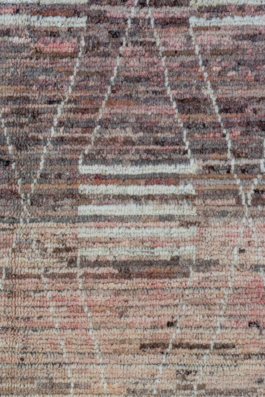 12' x 14' one-of-a-kind handmade vintage Tulu oversize rug. Color palette: rose, taupe, ivory, mauve, dusty pink, brown