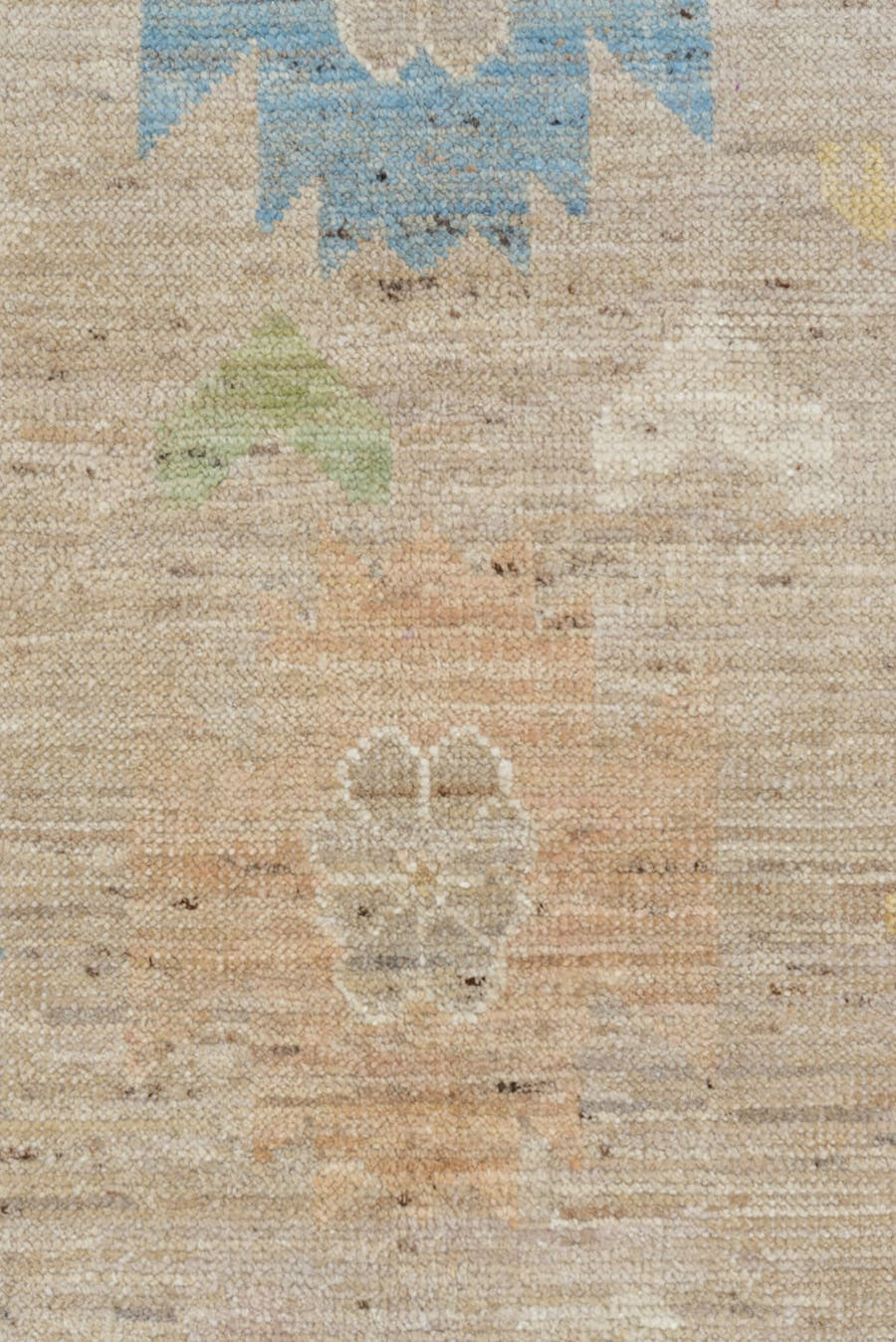 12' x 15' one-of-a-kind handmade vintage Tulu oversize rug. Color palette: beige, ivory, sky_blue, pale_yellow, sage, blush
