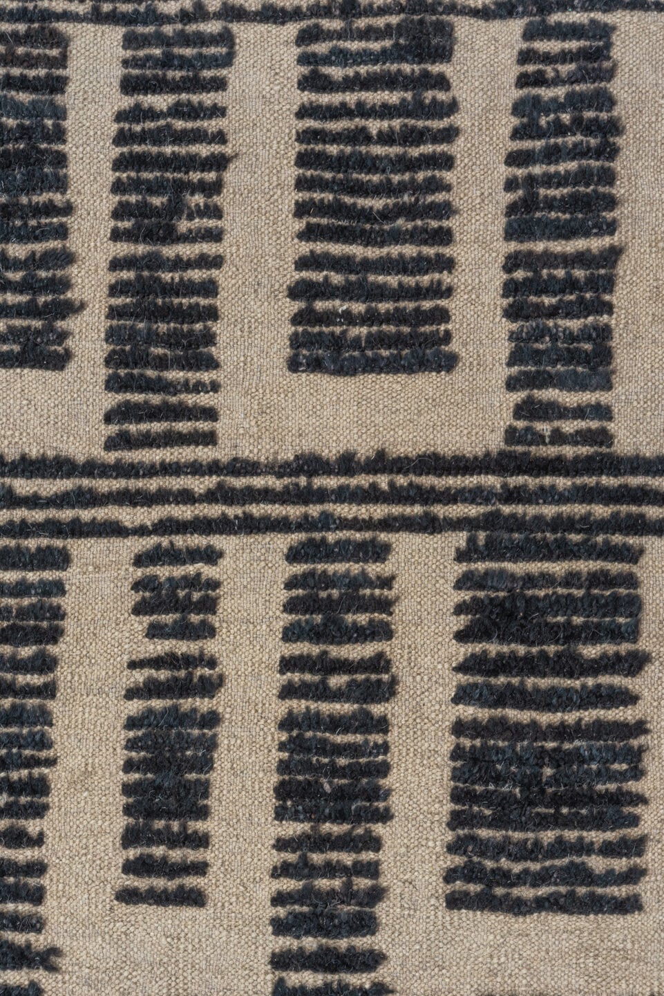 10' x 12' one-of-a-kind handmade vintage Tulu large size rug. Color palette: ivory, charcoal, taupe, gray, black, beige