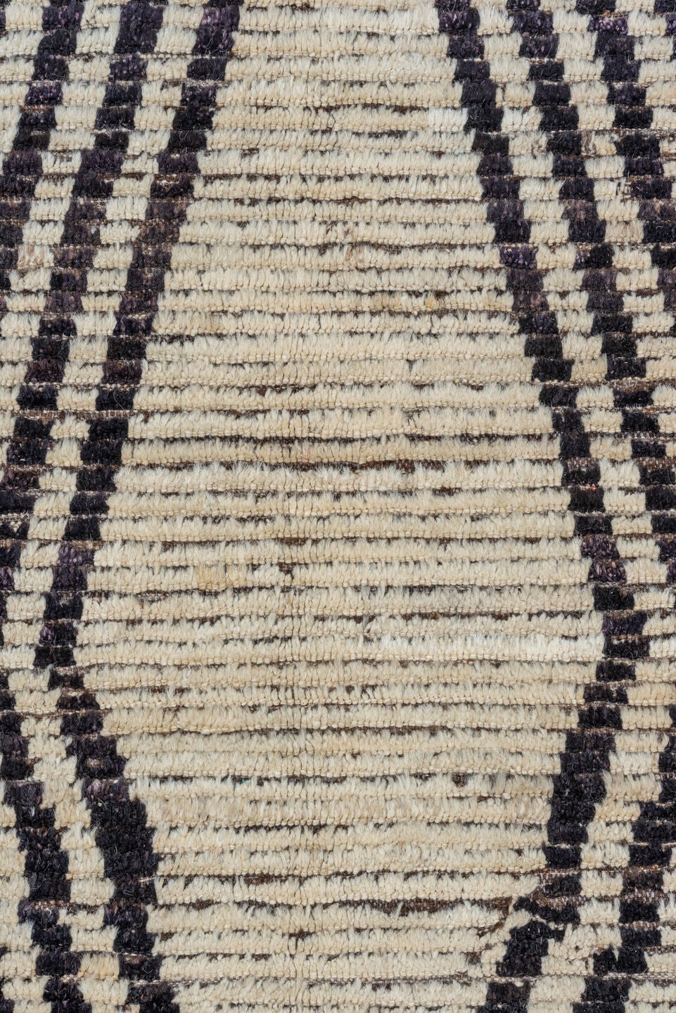 9' x 11' one-of-a-kind handmade vintage Tulu large size rug. Color palette: ivory, charcoal, taupe, brown, gray, black