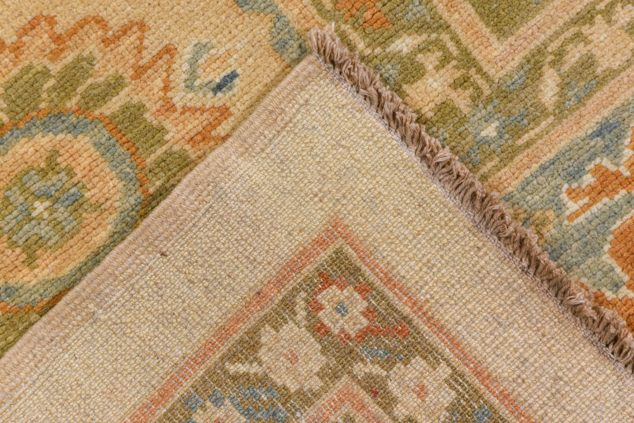 12' x 16' one-of-a-kind handmade vintage Sultanabad oversize rug. Color palette: brown, gray, off-white, orange, tan, wheat