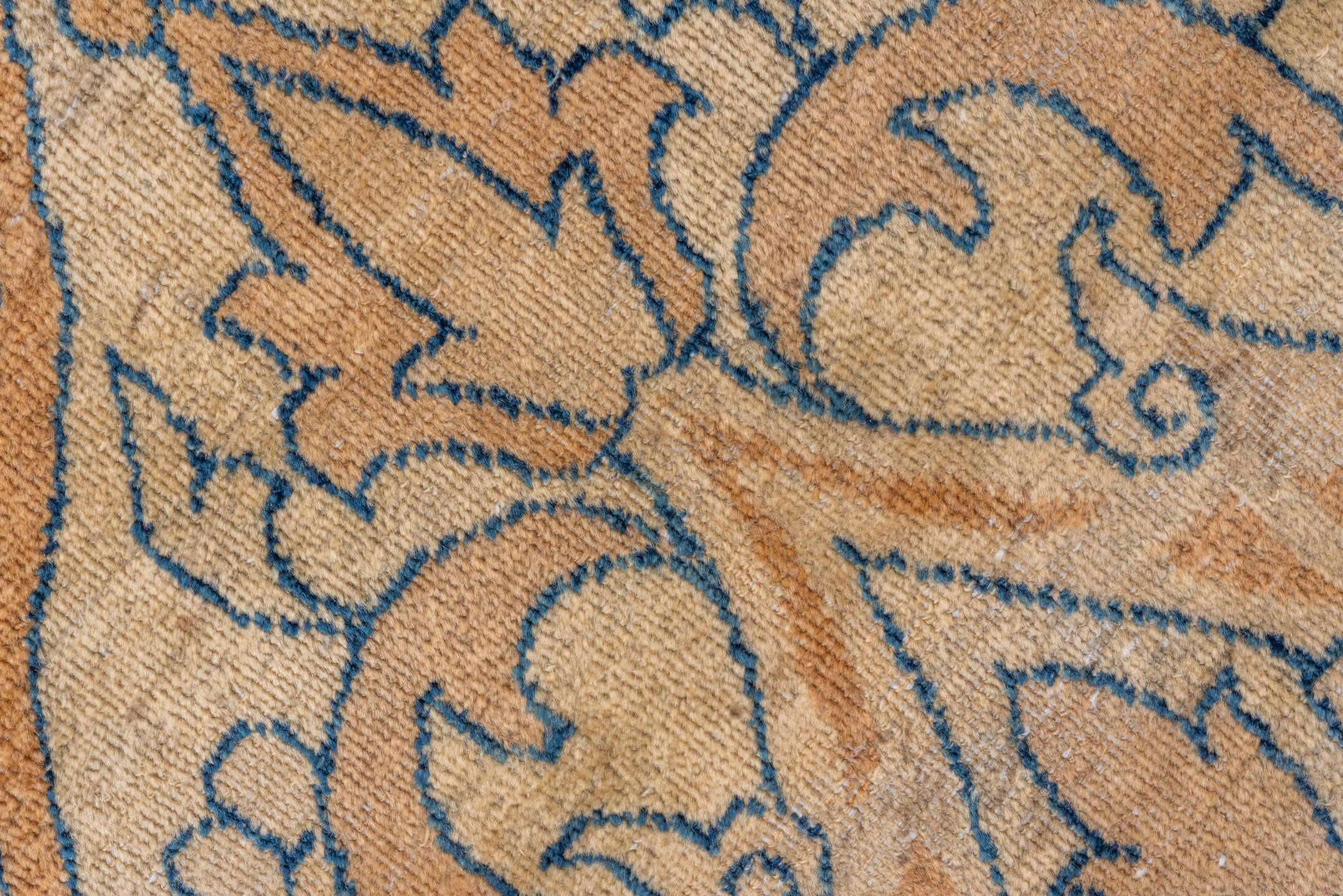 11' x 17' one-of-a-kind handmade vintage Yazd oversize rug. Color palette: beige, camel, ivory, taupe, slate, tan, rust