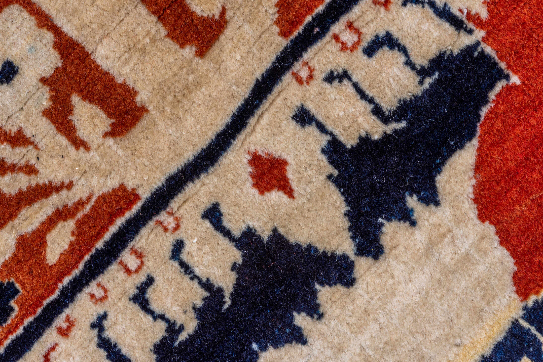 4' x 5' one-of-a-kind handmade vintage Tabriz rug. Color palette: rust, ivory, navy, camel, sky_blue, terracotta, charcoal
