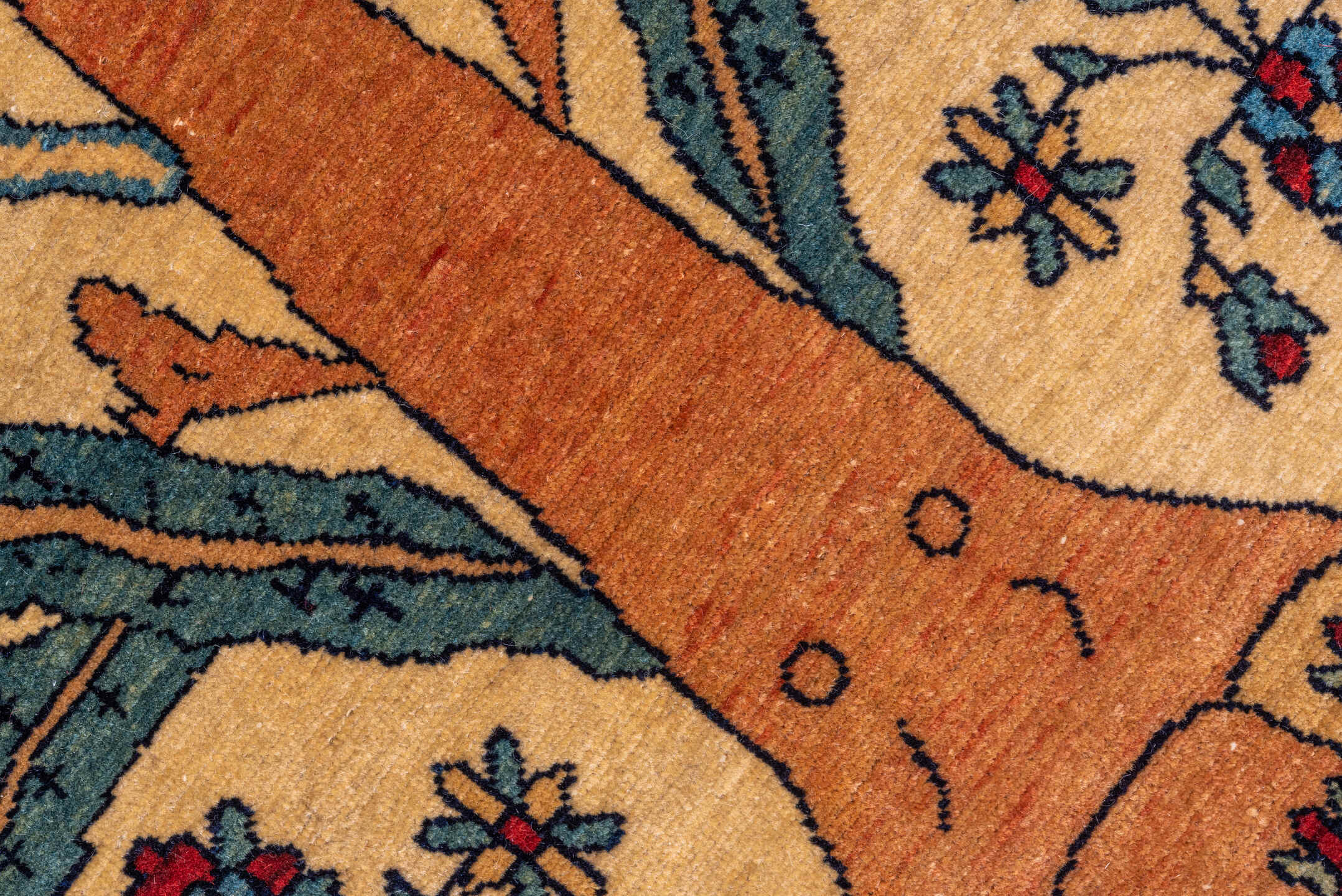 4' x 6' one-of-a-kind handmade vintage Farahan rug. Color palette: ivory, navy, red, camel, sky_blue, sage, rose, coral