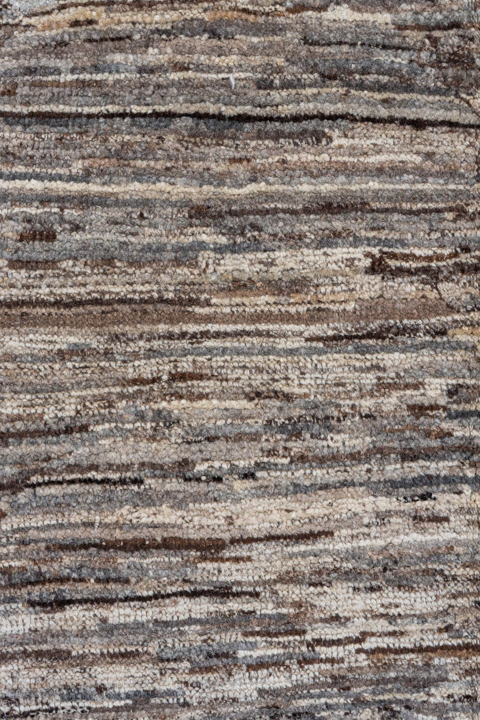 8' x 9' one-of-a-kind handmade vintage Tulu rug. Color palette: taupe, brown, ivory, gray, charcoal, beige, black