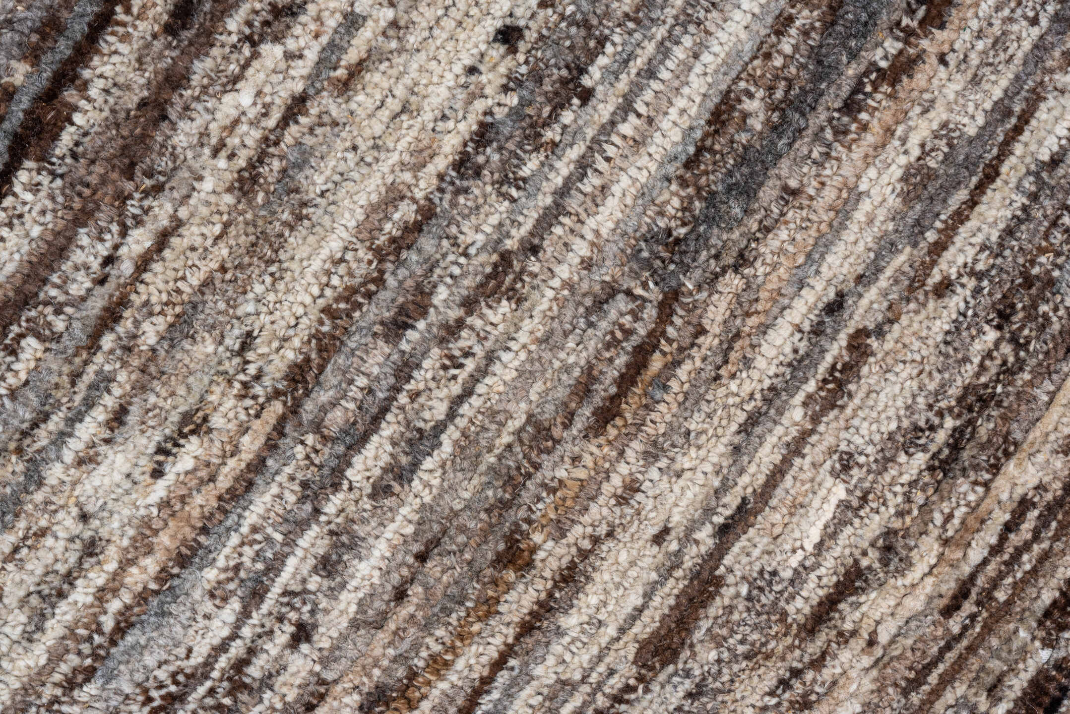 8' x 9' one-of-a-kind handmade vintage Tulu rug. Color palette: taupe, brown, ivory, gray, charcoal, beige, black