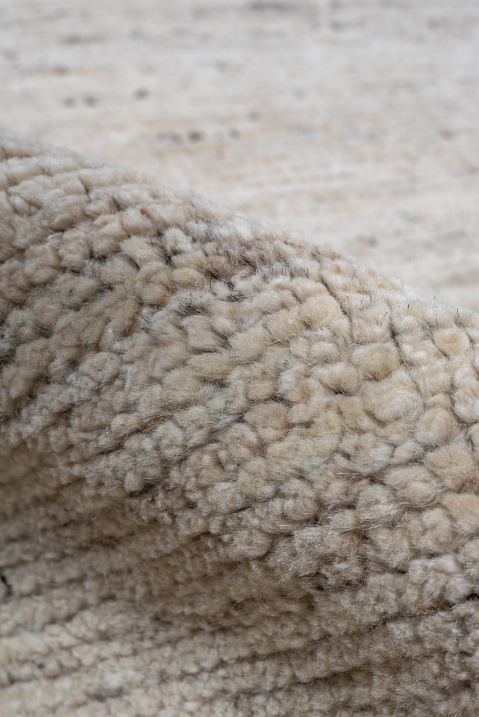 5' x 11' one-of-a-kind handmade vintage Tulu runner rug. Color palette: ivory, pale blue, taupe, gray, cream, light blue