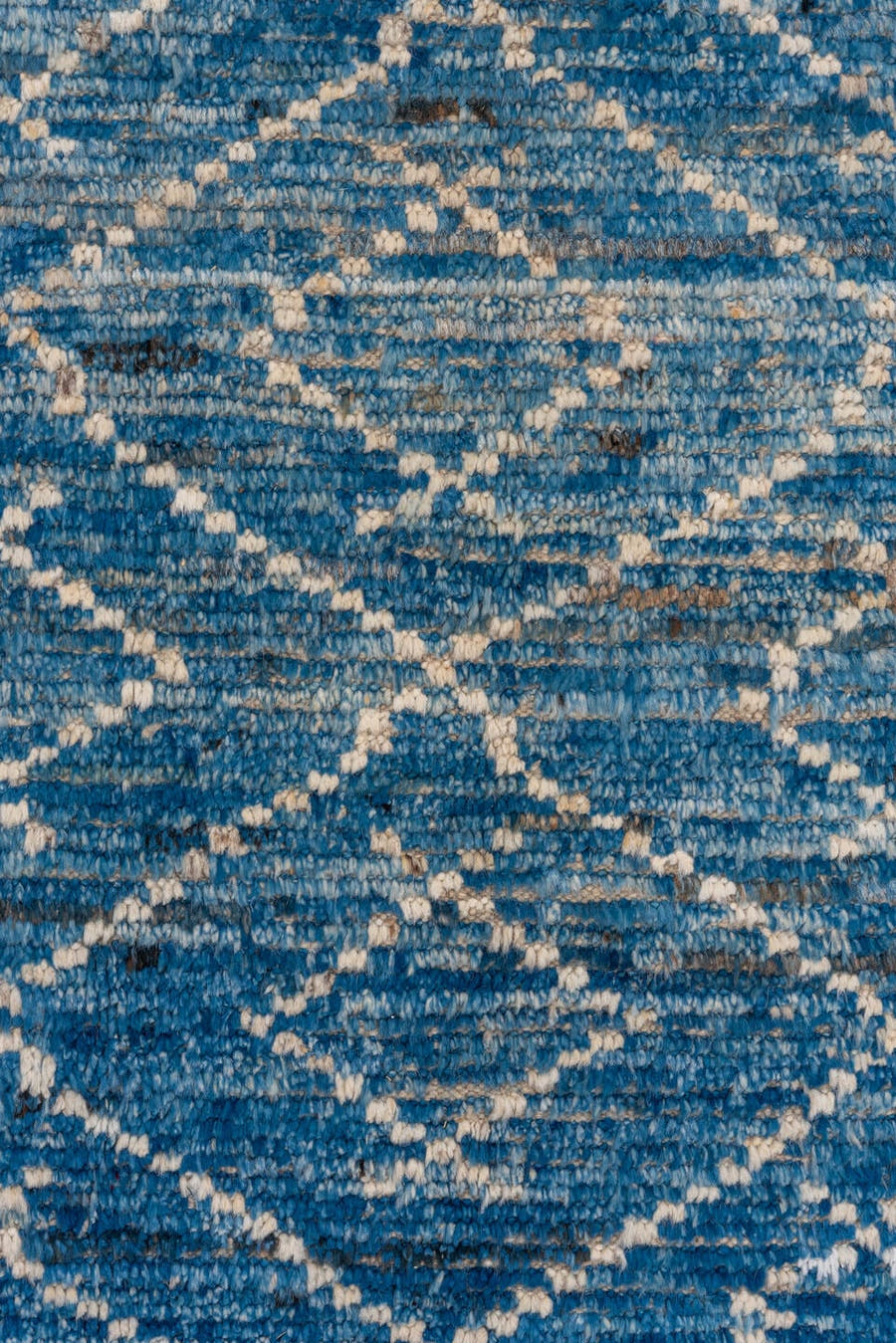 10' x 13' one-of-a-kind handmade vintage Tulu oversize rug. Color palette: azure, sky blue, ivory, cobalt, slate, light blue