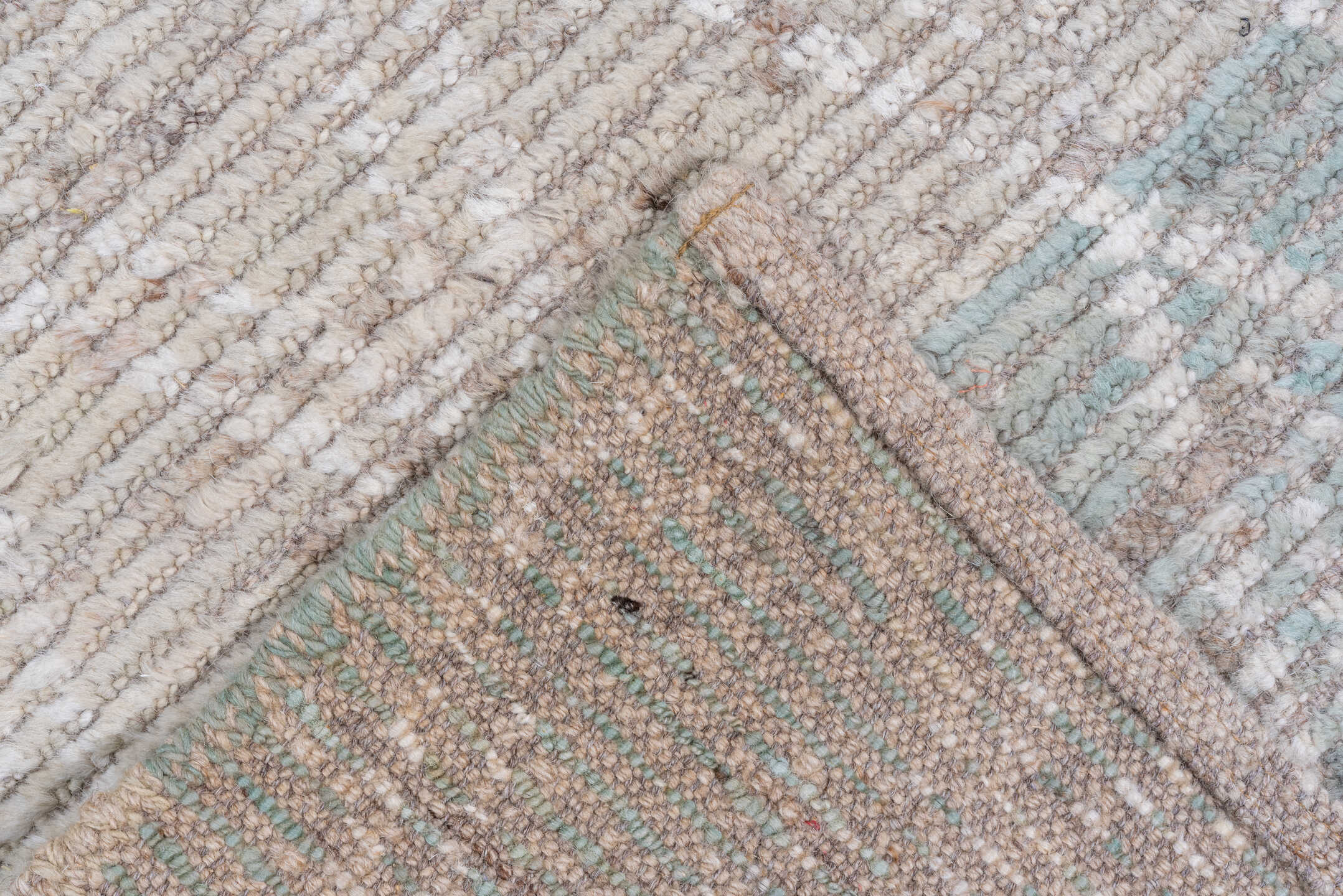 8' x 9' one-of-a-kind handmade vintage Tulu rug. Color palette: dark gray, gainsboro, gray, light gray, off-white, pink