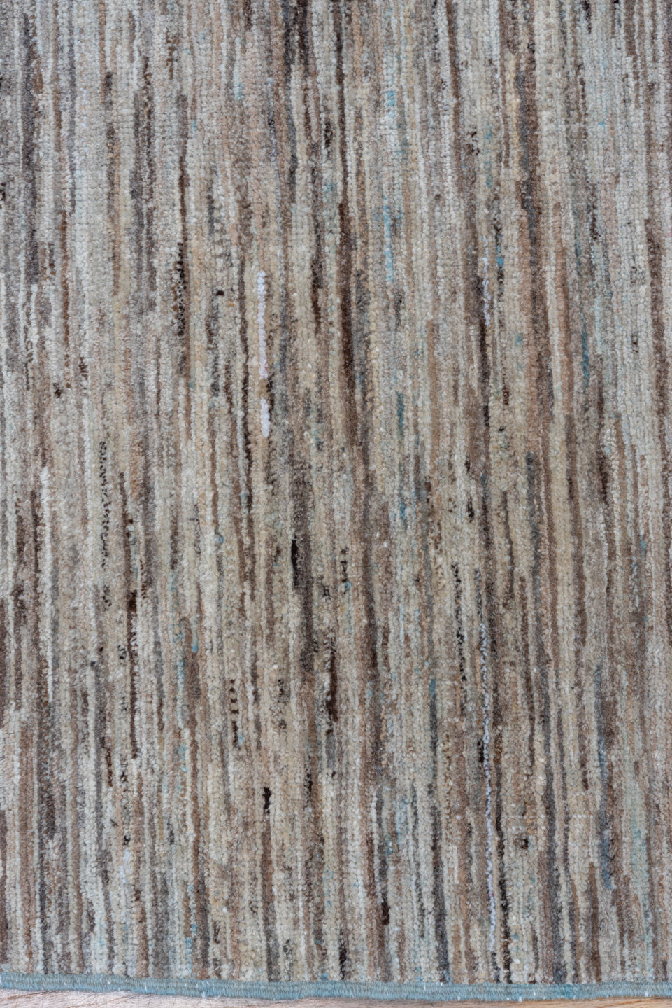 10' x 13' one-of-a-kind handmade vintage Tulu large size rug. Color palette: ivory, taupe, camel, light blue, brown, beige