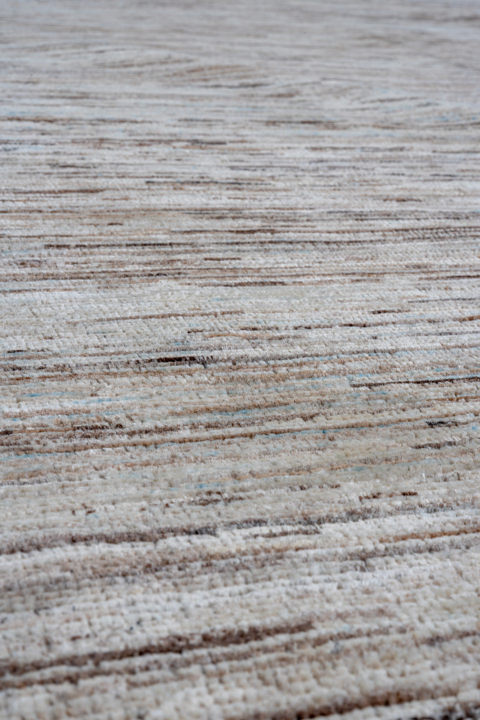 10' x 13' one-of-a-kind handmade vintage Tulu large size rug. Color palette: ivory, taupe, camel, light blue, brown, beige