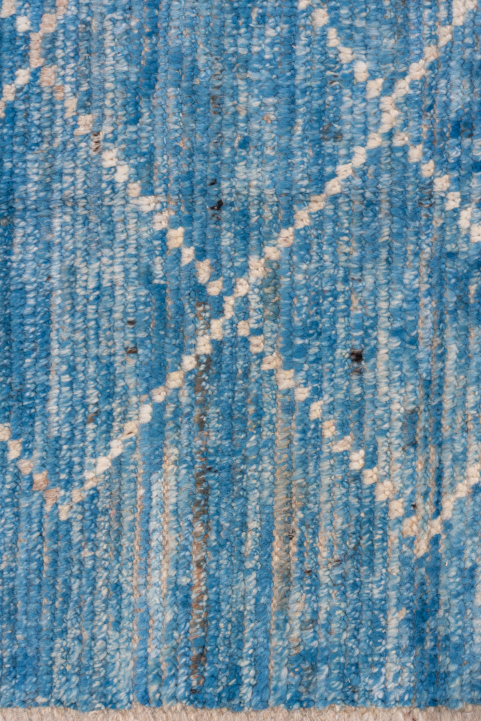 10' x 13' one-of-a-kind handmade vintage Tulu large size rug. Color palette: arapawa, blue, gainsboro, gray, light blue