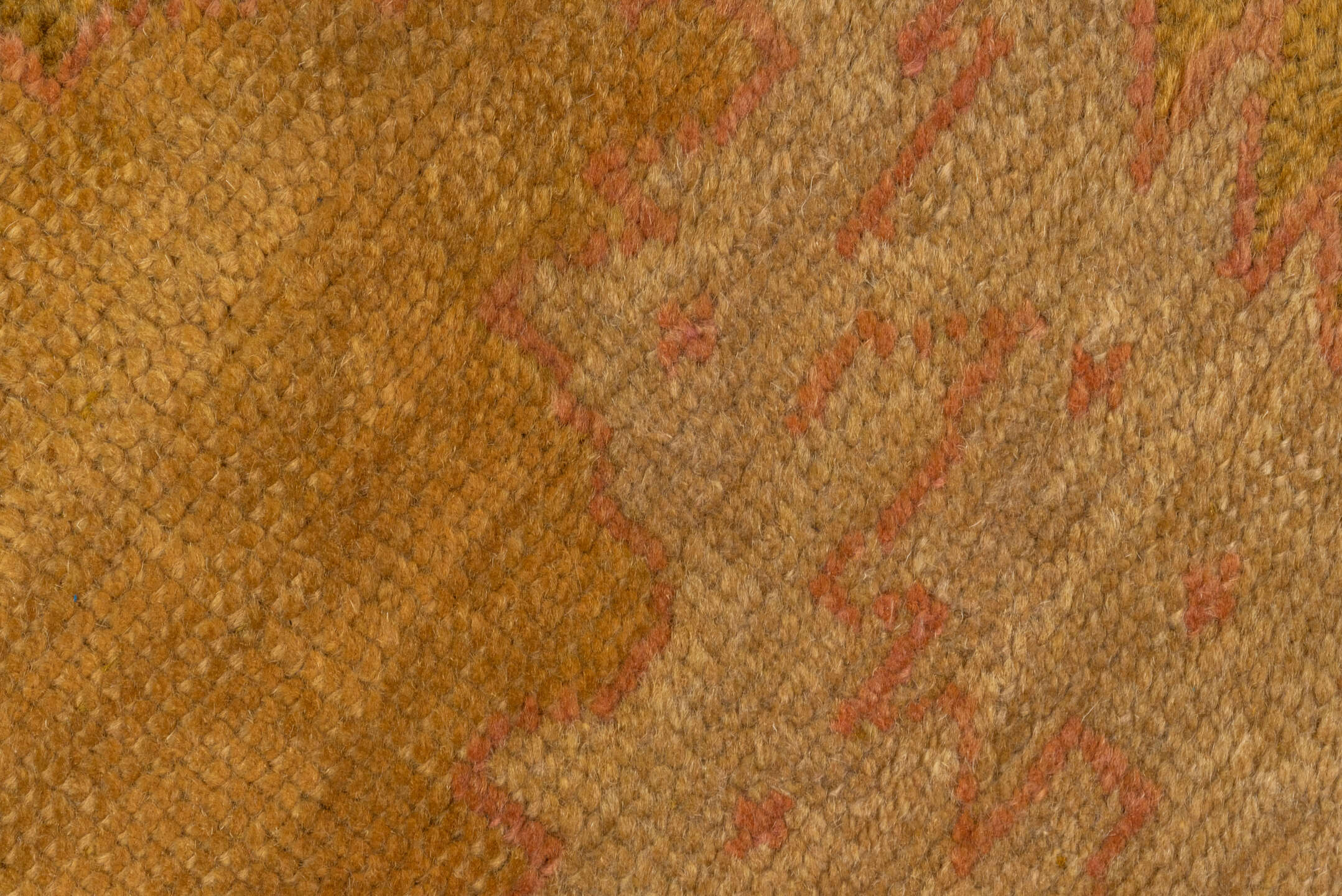 14' x 18' one-of-a-kind handmade vintage Oushak oversize rug. Color palette: terra cotta, camel, ivory, blush, sage, ochre