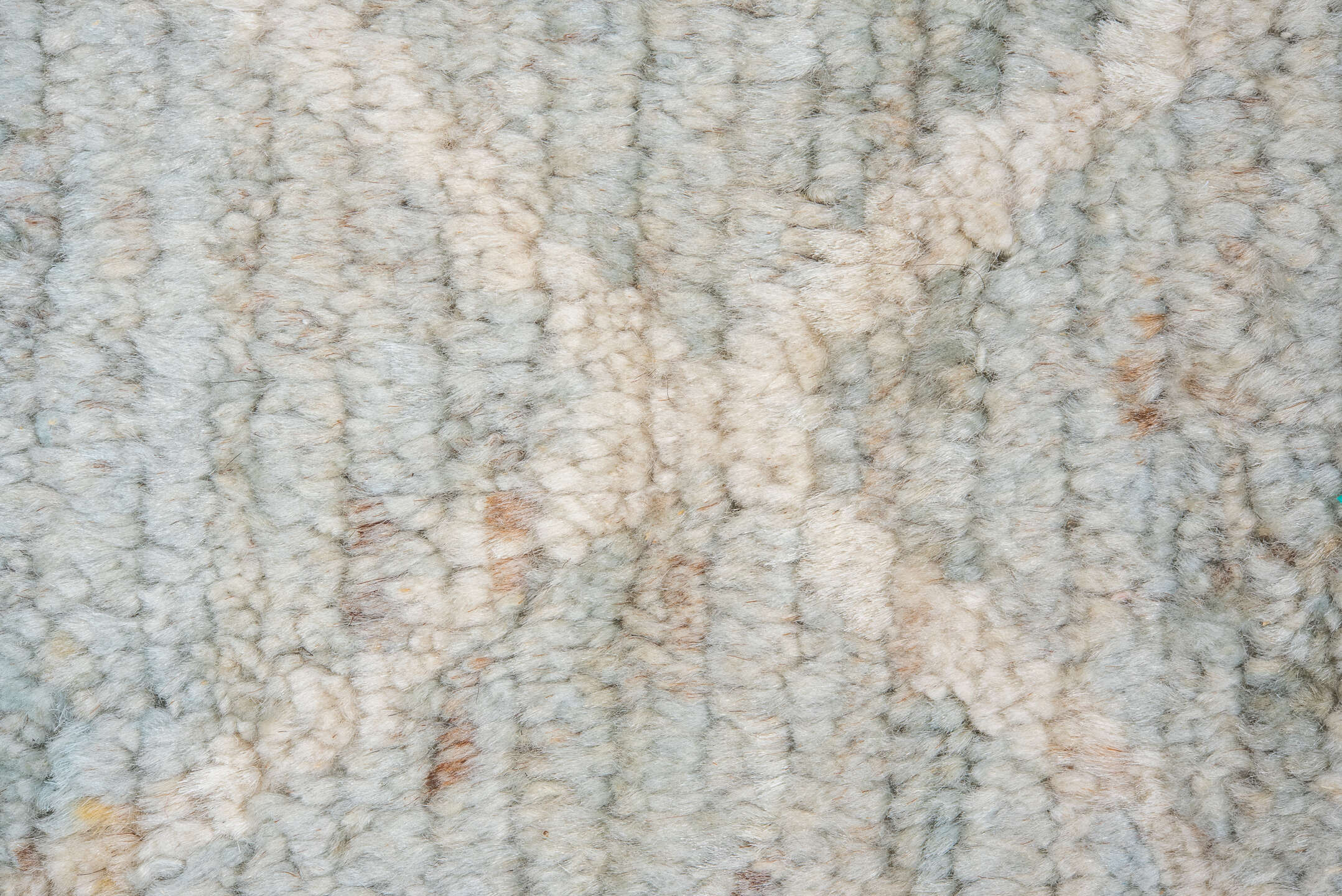 8' x 11' one-of-a-kind handmade vintage Tulu large size rug. Color palette: pale blue, ivory, taupe, beige, light gray