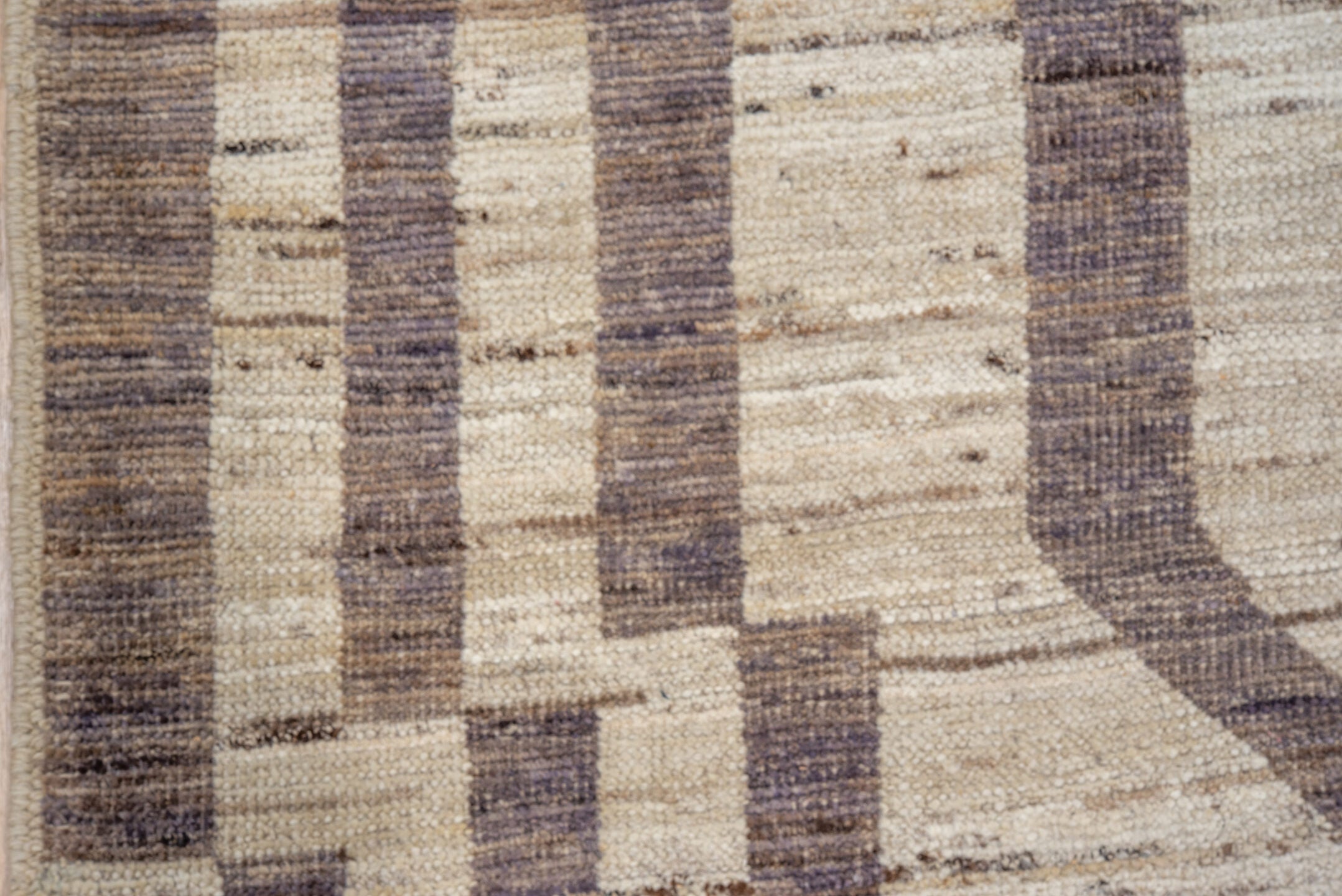 6' x 8' one-of-a-kind handmade vintage Tulu medium size rug. Color palette: ivory, taupe, brown, charcoal, beige, gray