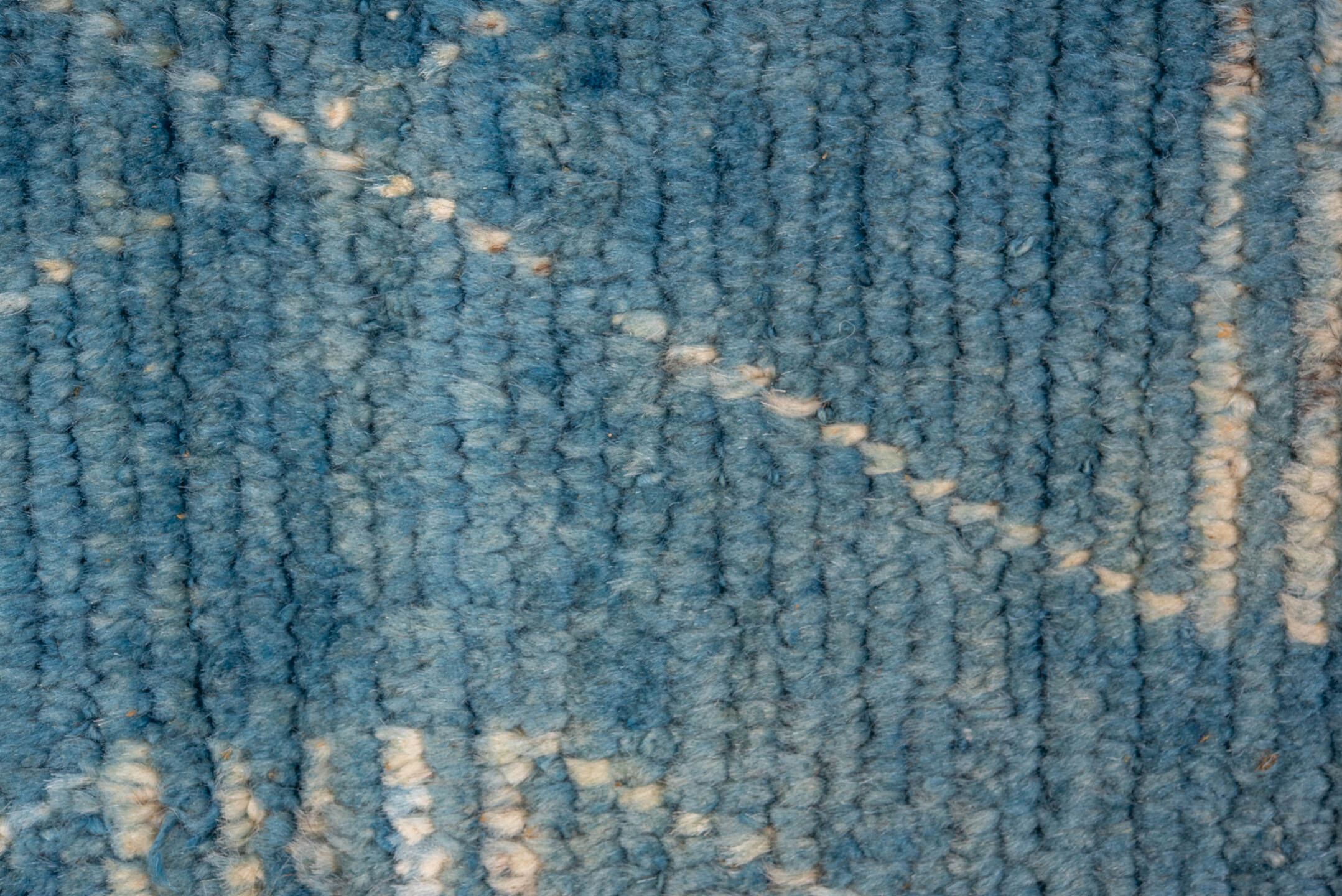 2' x 9' one-of-a-kind handmade vintage Tulu runner rug. Color palette: blue, gray, light blue, light gray, off-white, snow