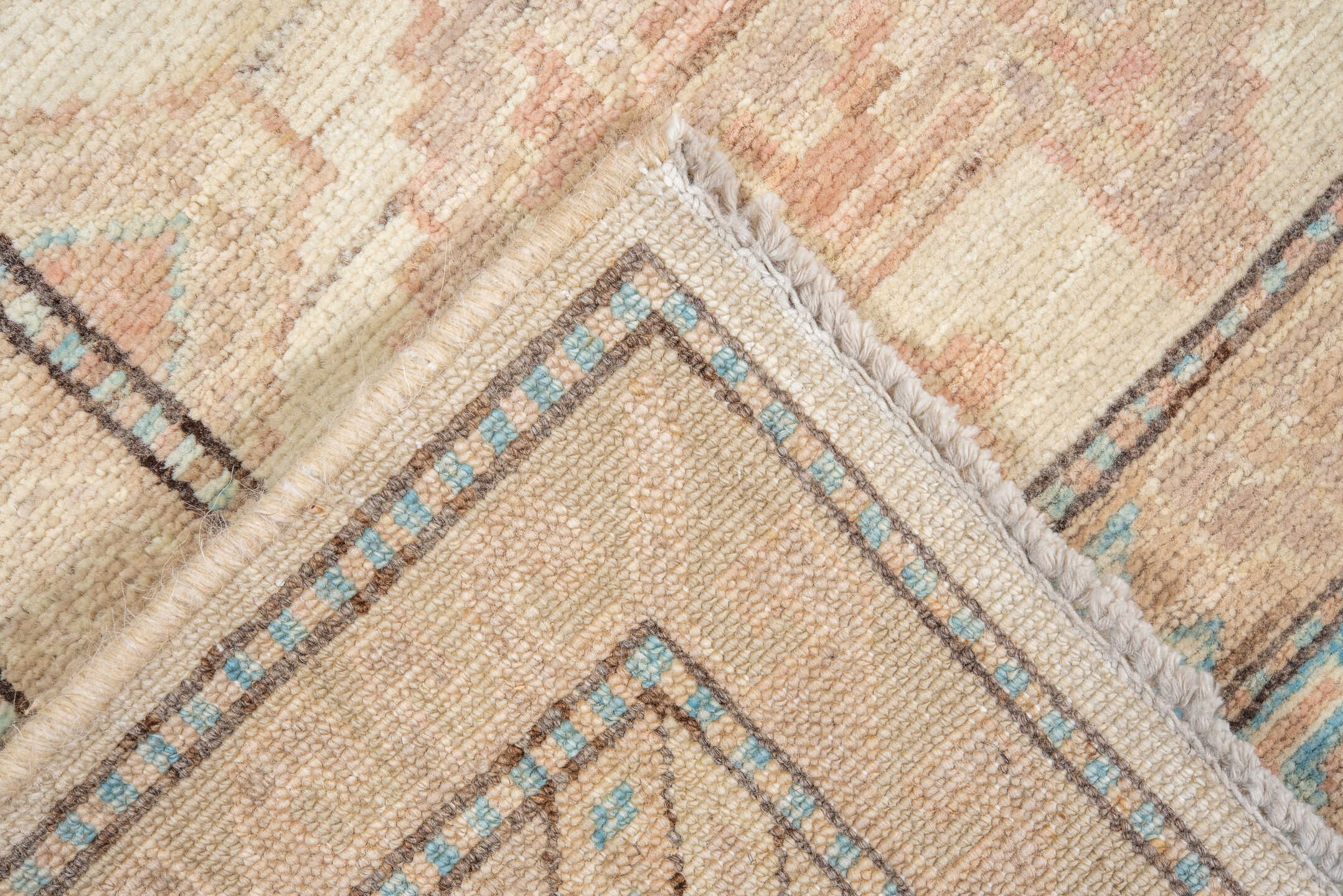 8' x 10' one-of-a-kind handmade vintage Sivas large size rug. Color palette: ivory, powder_blue, blush, beige, taupe
