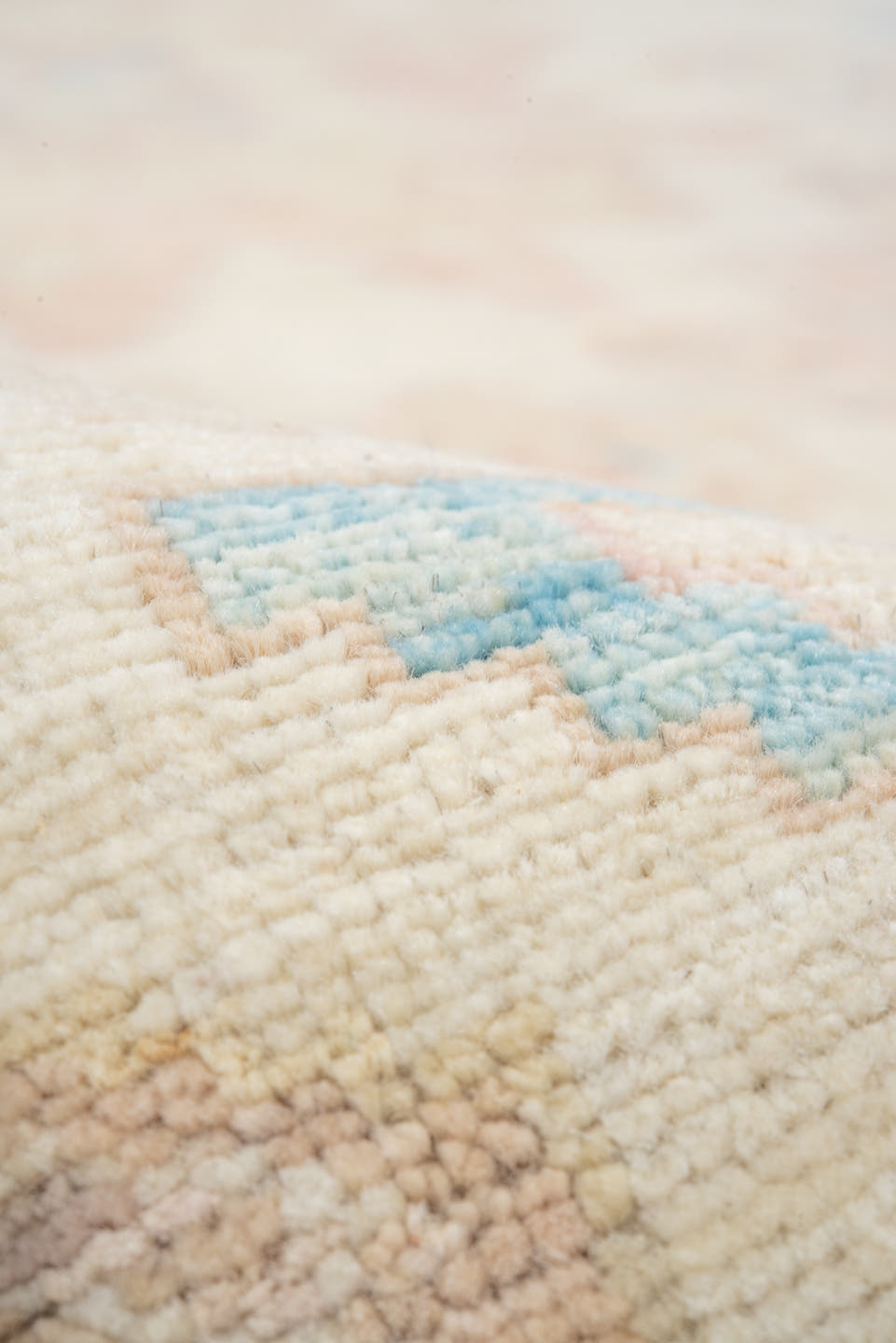 8' x 10' one-of-a-kind handmade vintage Sivas large size rug. Color palette: ivory, powder_blue, blush, beige, taupe