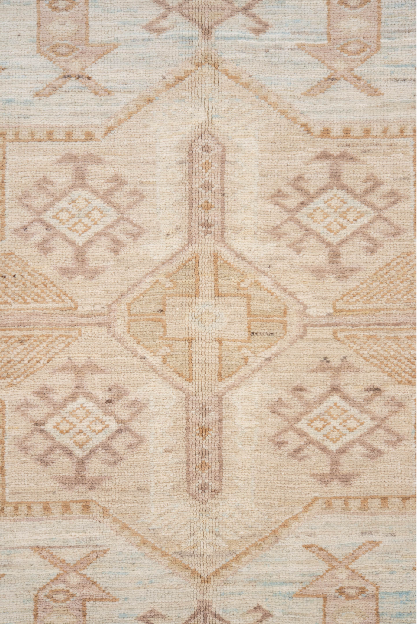 5' x 8' one-of-a-kind handmade vintage Sivas medium size rug. Color palette: ivory, beige, taupe, camel, pale blue, sand