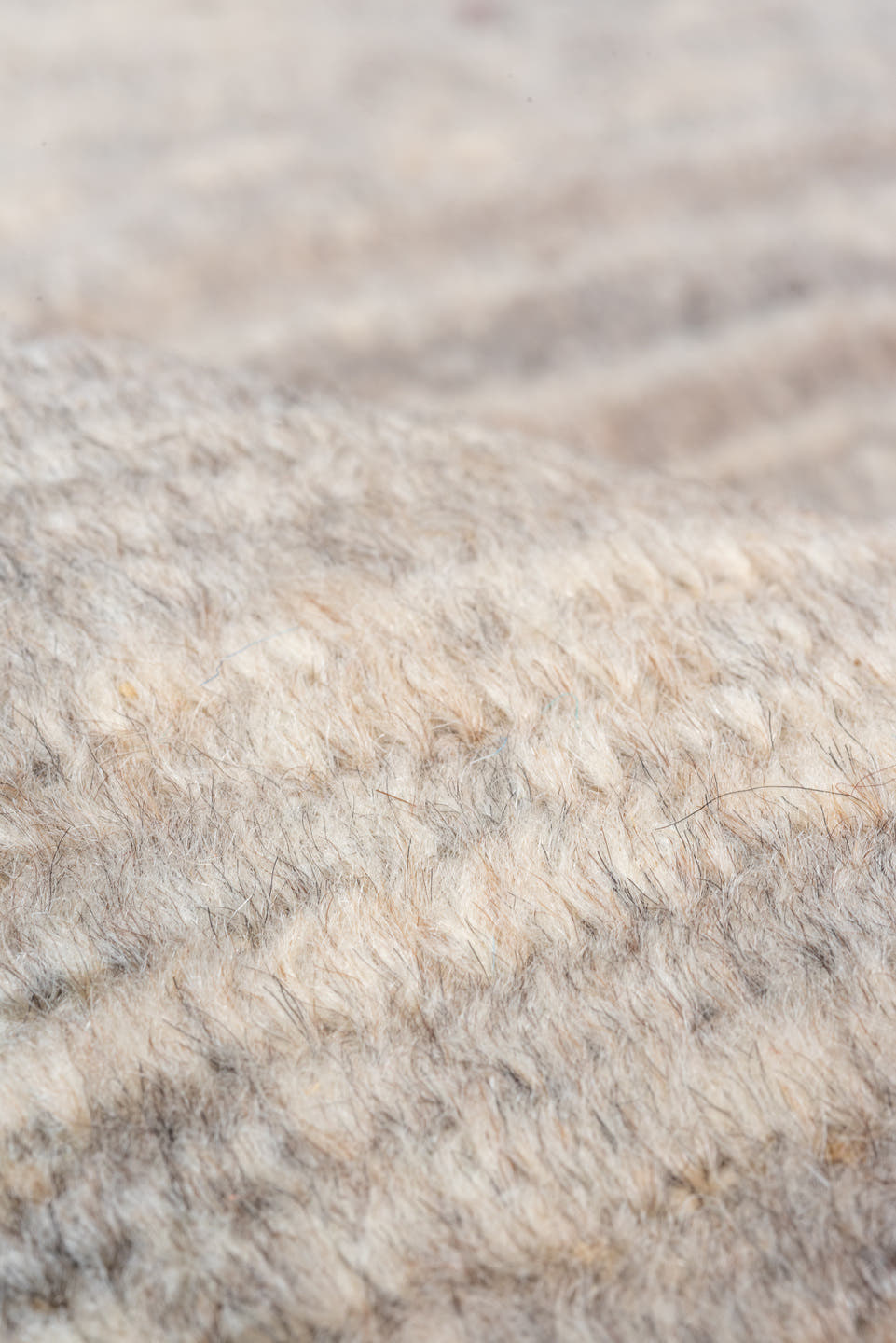 5' x 6' one-of-a-kind handmade vintage Tulu rug. Color palette: ivory, taupe, beige, gray, cream
