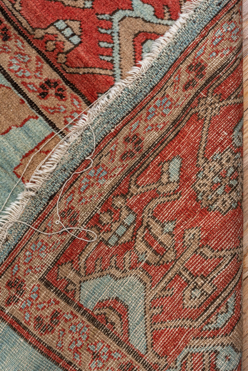 12' x 14' one-of-a-kind handmade vintage Bakhshayesh oversize rug. Color palette: ivory, rust, light blue, terracotta