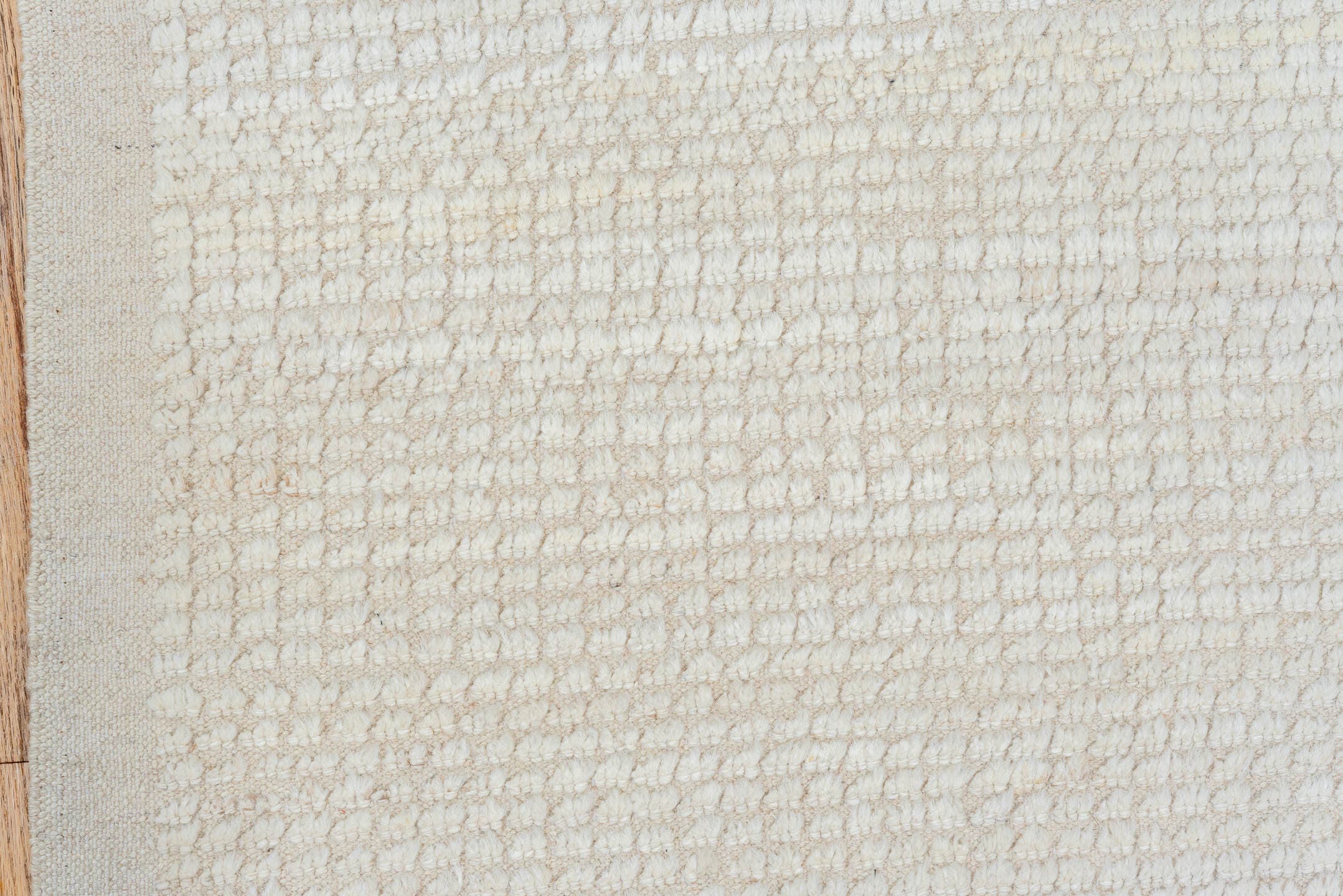 3' x 9' one-of-a-kind handmade vintage Tulu runner rug. Color palette: ivory, cream, beige