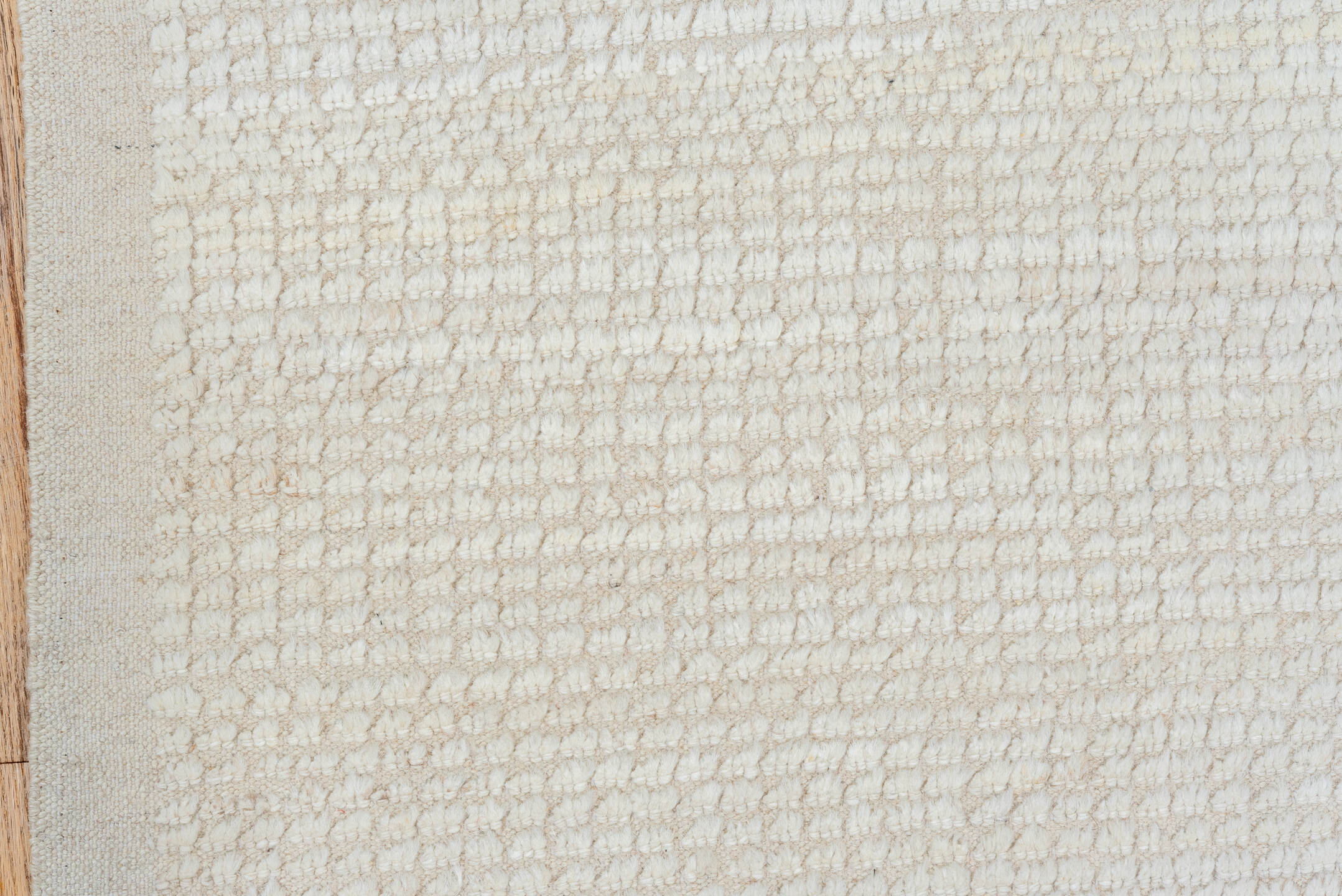 3' x 9' one-of-a-kind handmade vintage Tulu runner rug. Color palette: ivory, cream, beige