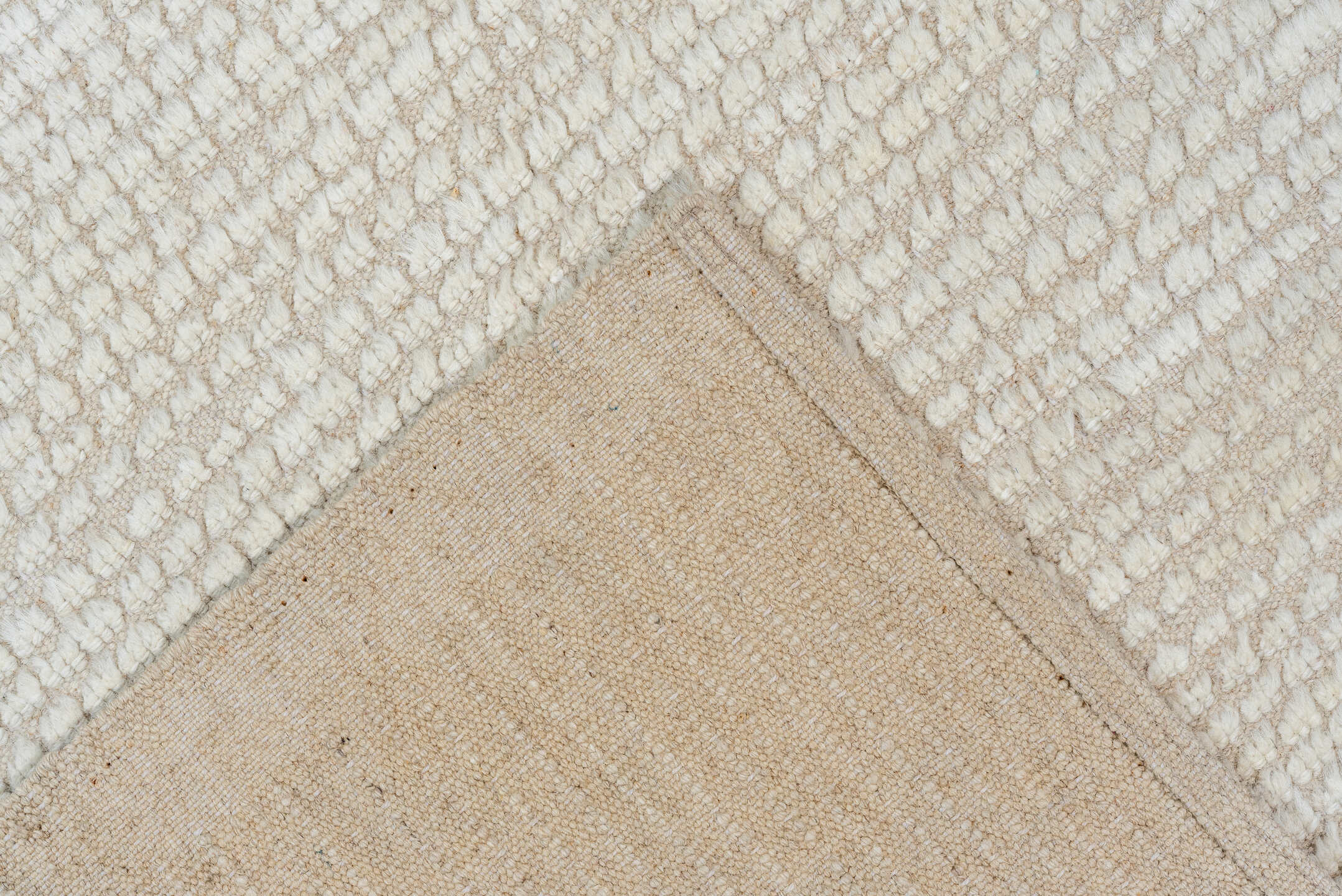 3' x 9' one-of-a-kind handmade vintage Tulu runner rug. Color palette: ivory, cream, beige