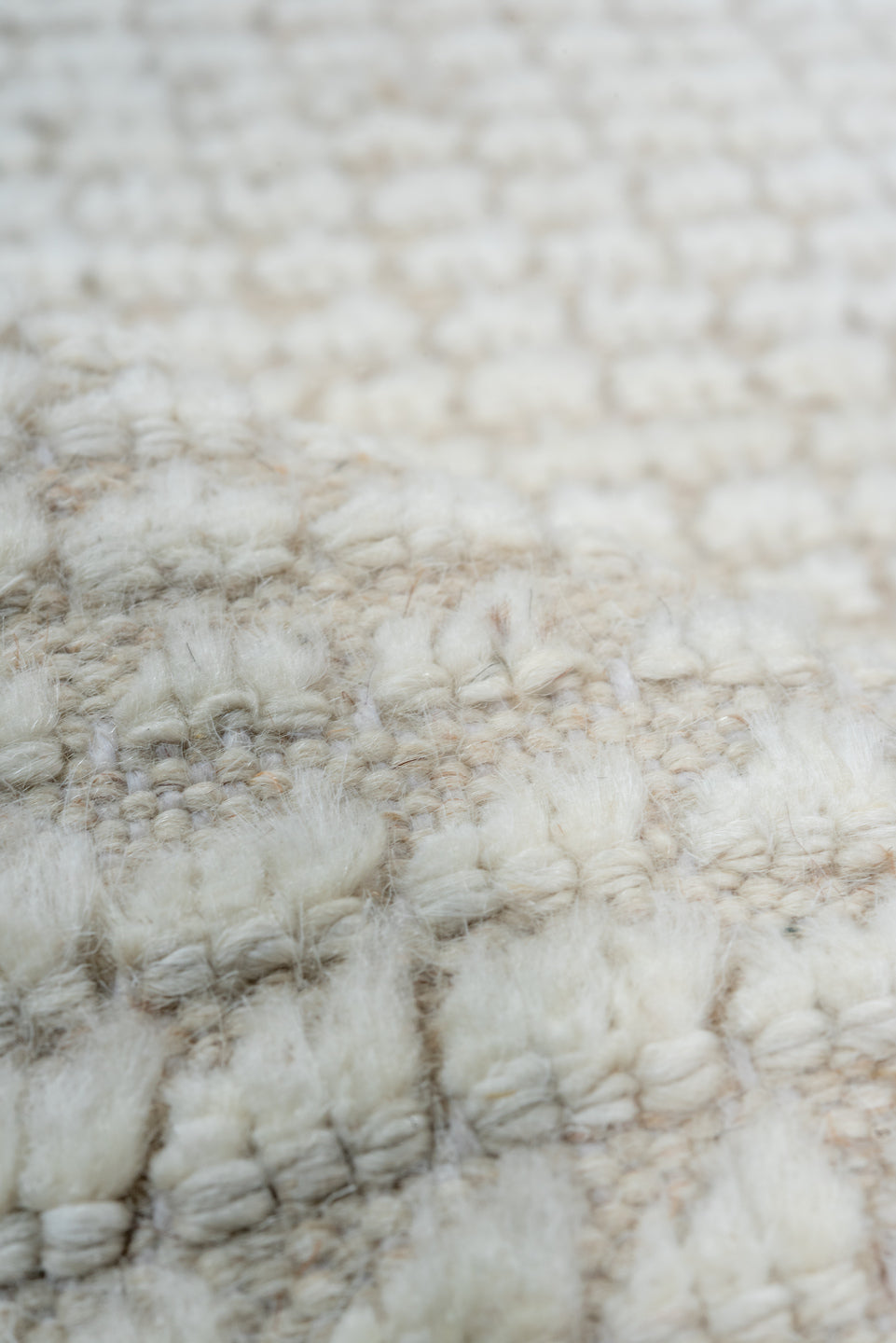 3' x 9' one-of-a-kind handmade vintage Tulu runner rug. Color palette: ivory, cream, beige