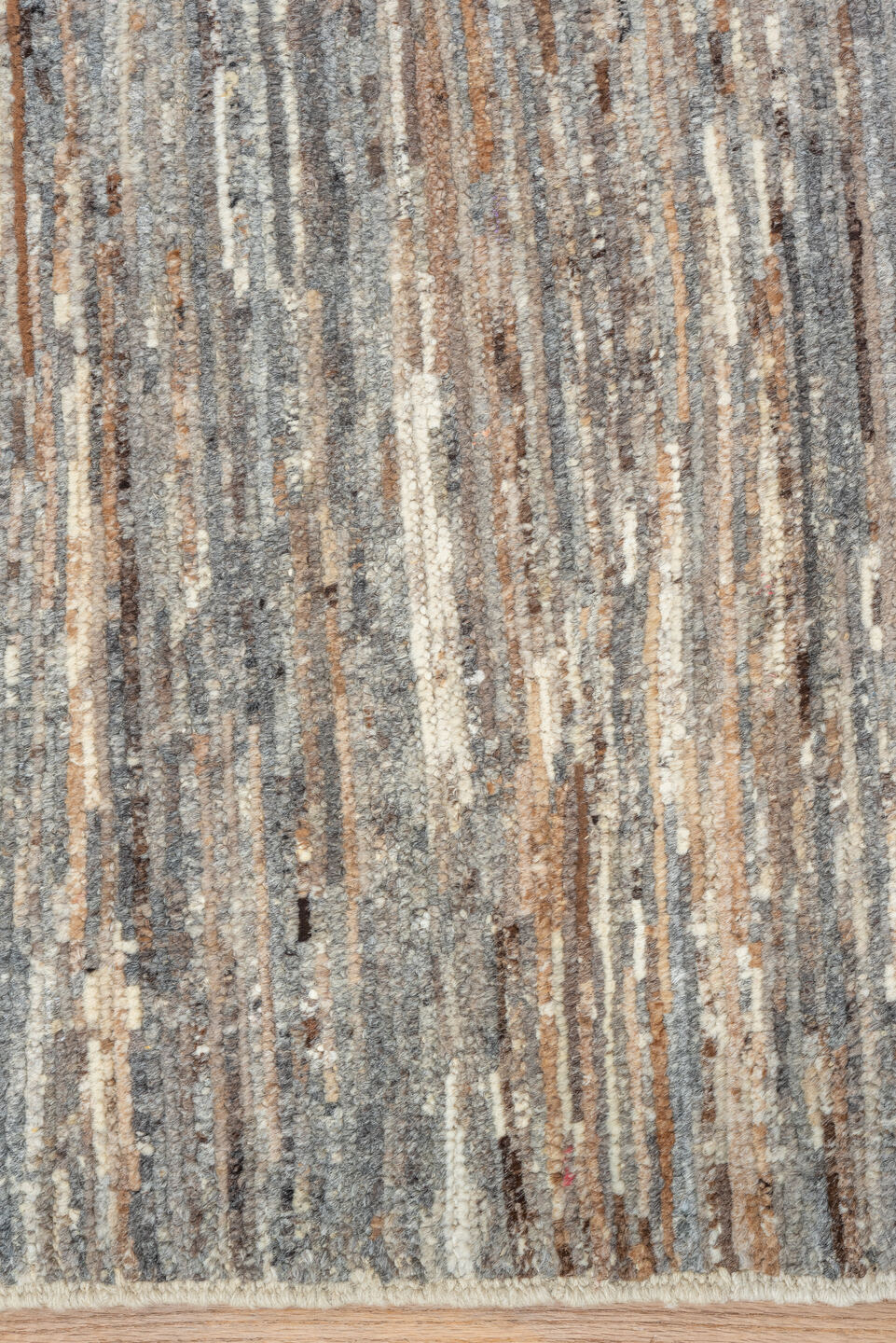 3' x 9' one-of-a-kind handmade vintage Tulu runner rug. Color palette: brown, gray, light gray, off-white