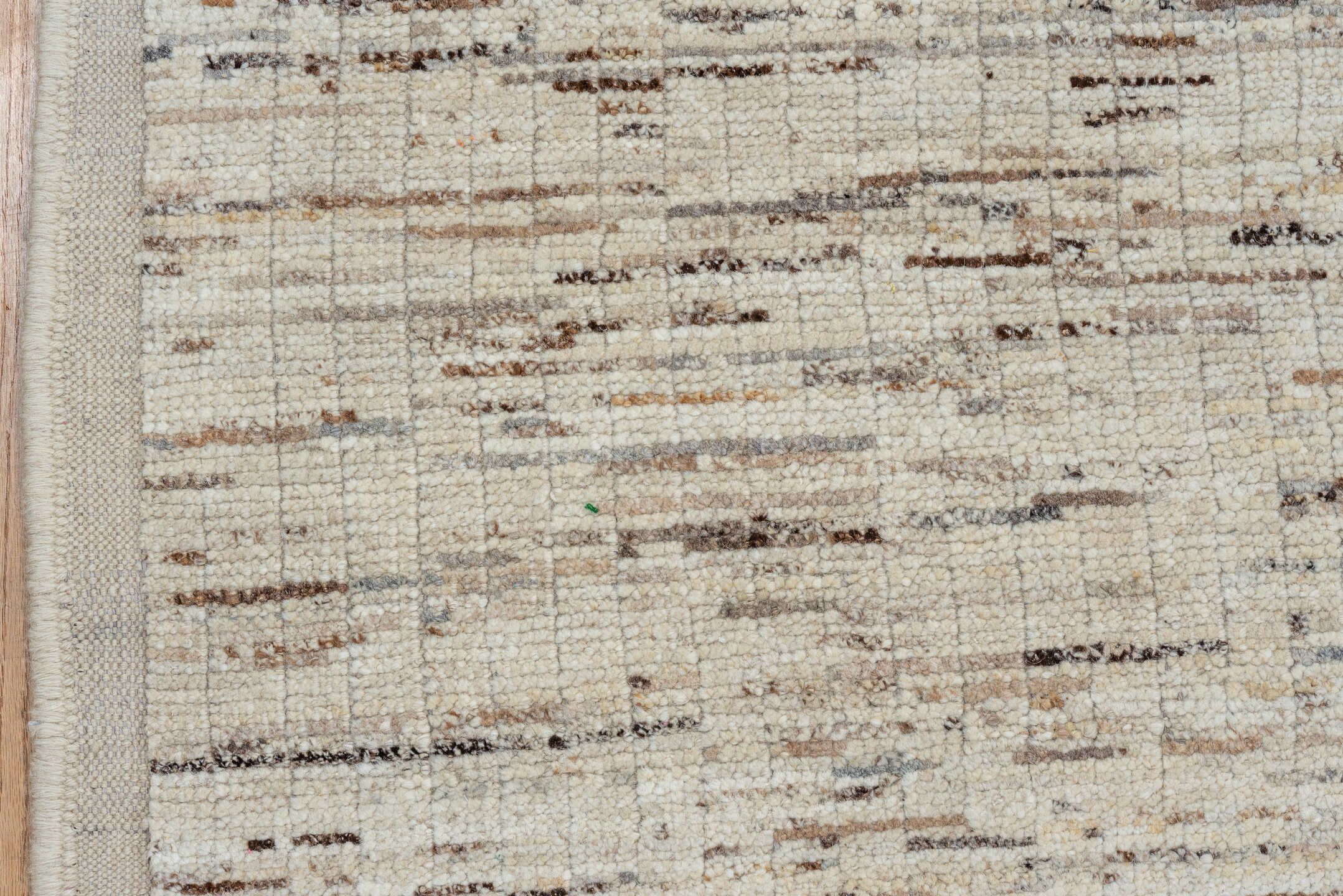 9' x 11' one-of-a-kind handmade vintage Tulu large size rug. Color palette: ivory, taupe, brown, gray, charcoal, beige