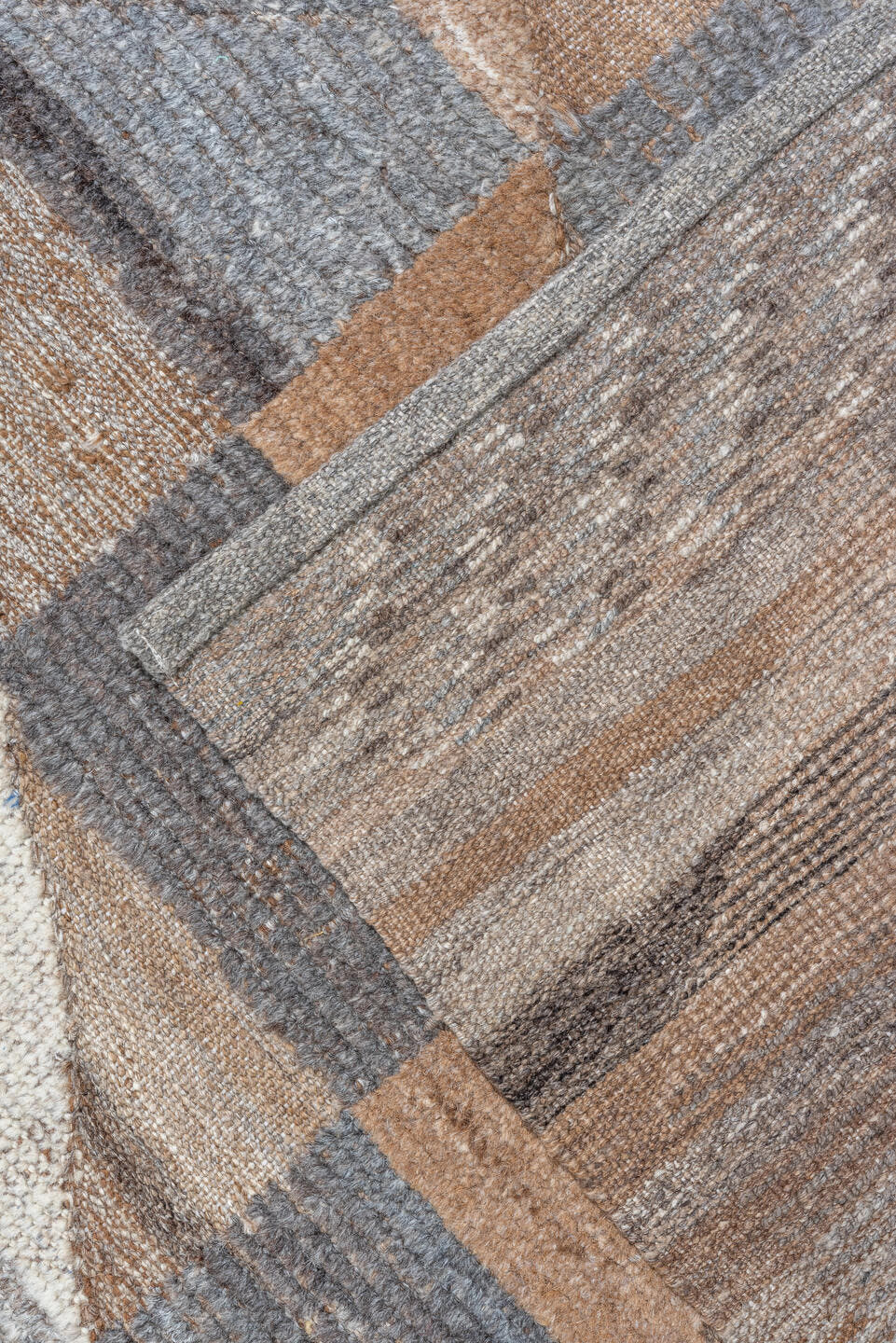 13' x 20' one-of-a-kind handmade vintage Tulu oversize rug. Color palette: taupe, ivory, slate, camel, gray, beige, charcoal