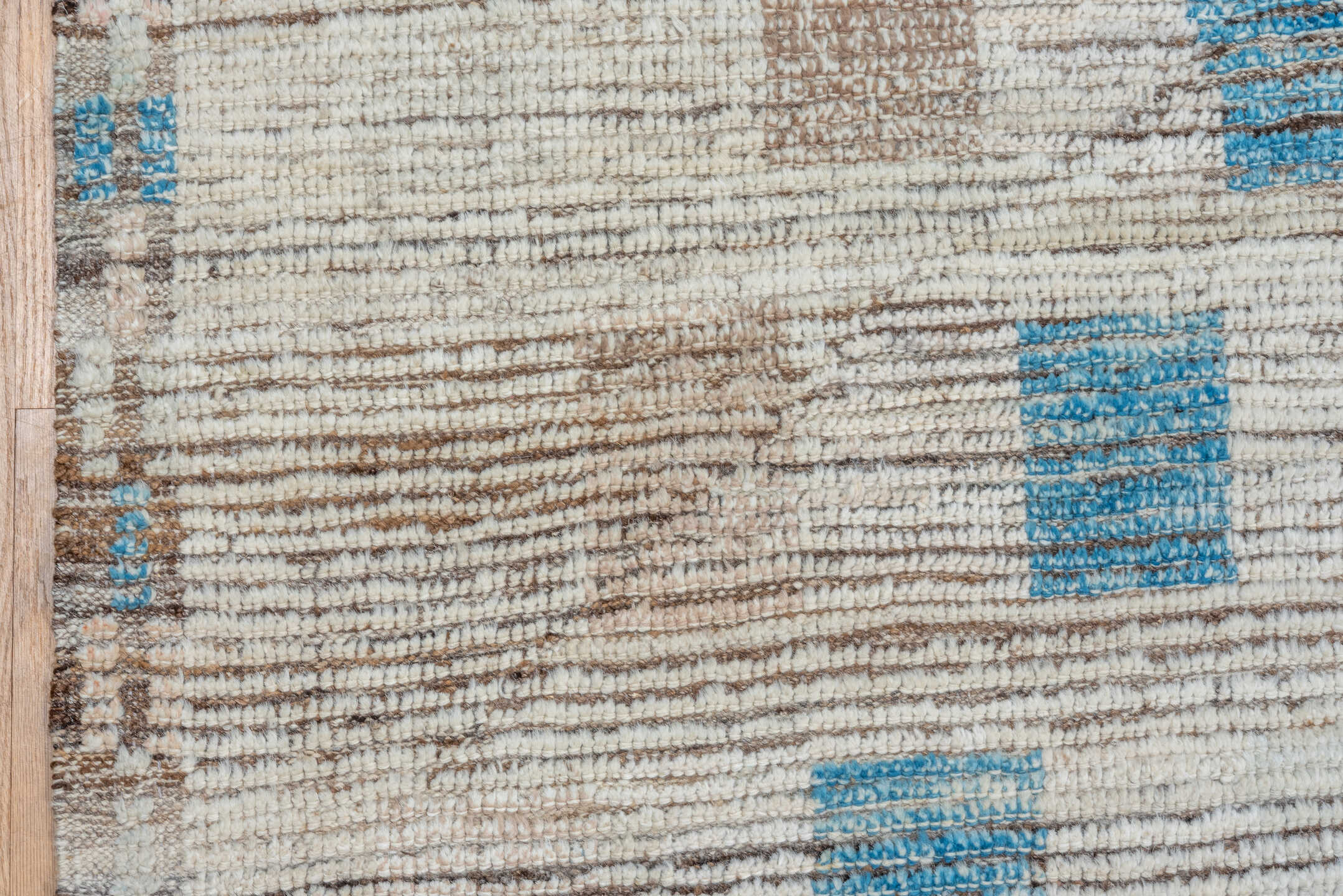 13' x 16' one-of-a-kind handmade vintage Tulu oversize rug. Color palette: ivory, sky_blue, taupe, blush, brown, light blue