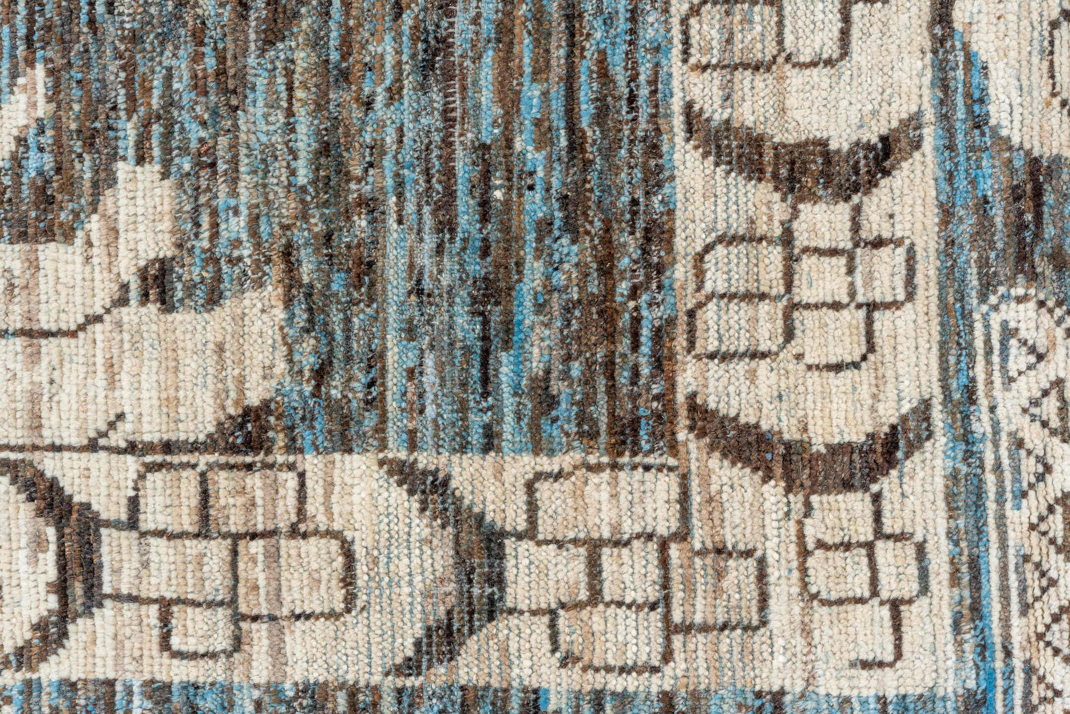 12' x 17' one-of-a-kind handmade vintage Tulu oversize rug. Color palette: black, blue, charcoal, dark gray, dim gray, gray