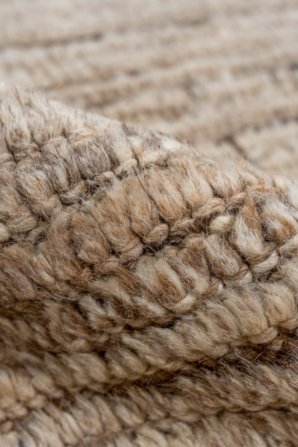 8' x 11' one-of-a-kind handmade vintage Tulu large size rug. Color palette: taupe, ivory, brown, camel, sky_blue, beige