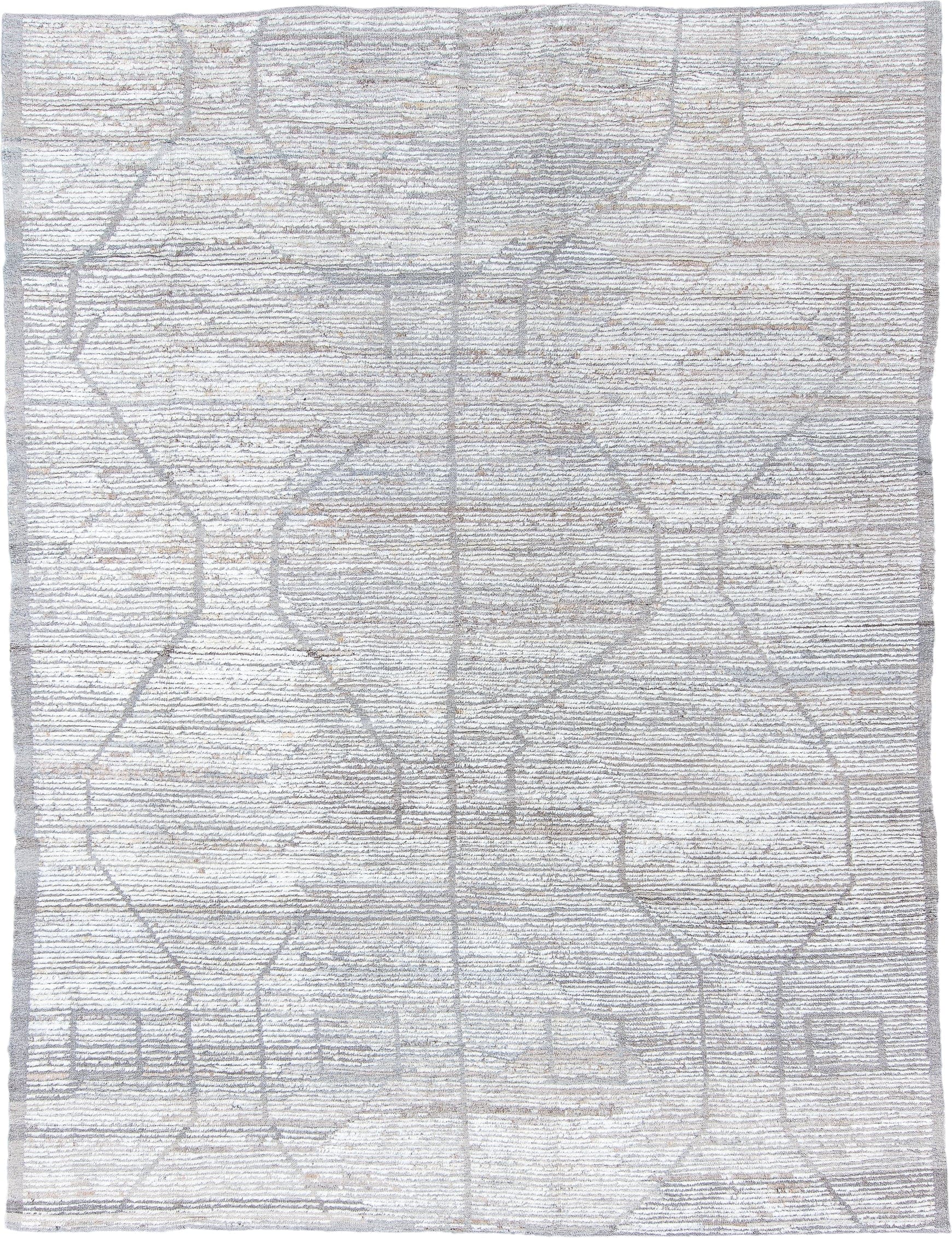 8' x 11' one-of-a-kind handmade vintage Tulu large size rug. Color palette: ivory, pale gray, taupe, cream, beige